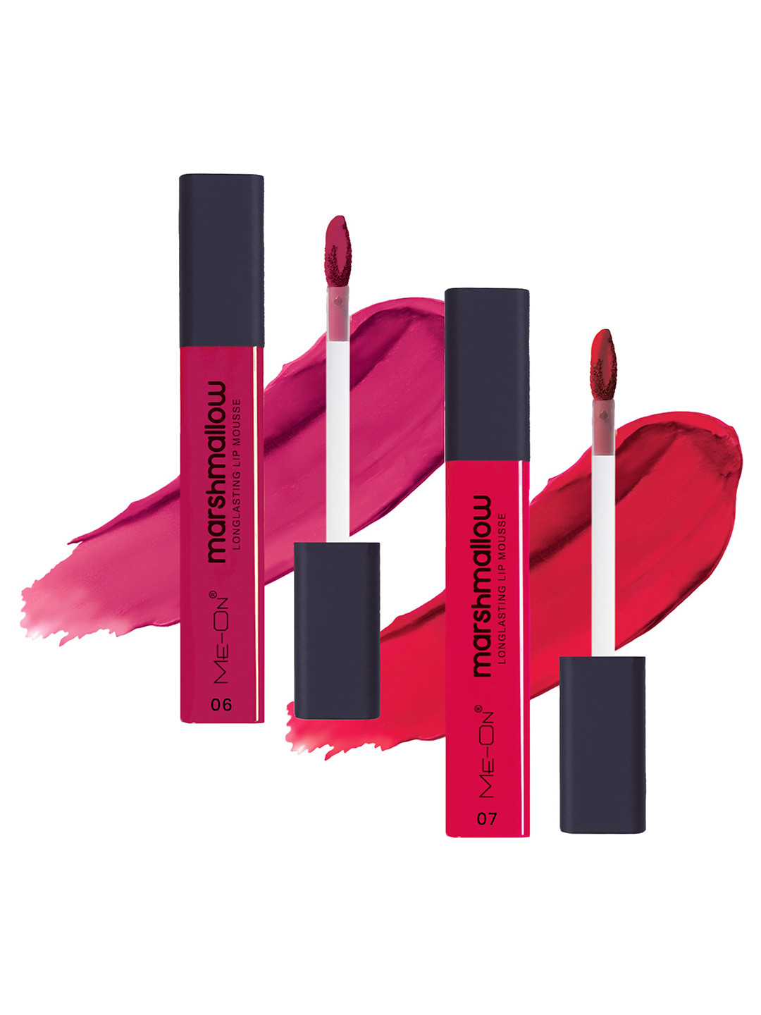 ME-ON Set Of 2 Marshmallow Long Lasting Lip Mousse -6ml Each - Fuchsia 06-Raspberry 07