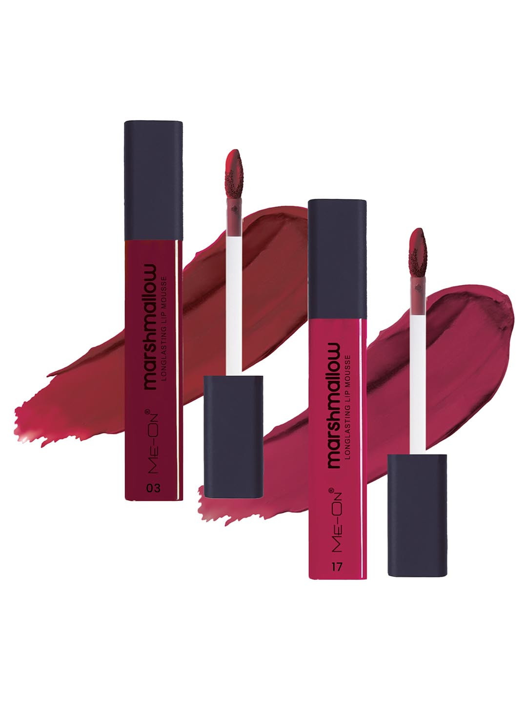ME-ON Set Of 2 Marshmallow Lip Mousse-6ml Each - Indian Maroon 03-Mauve Mischief 17