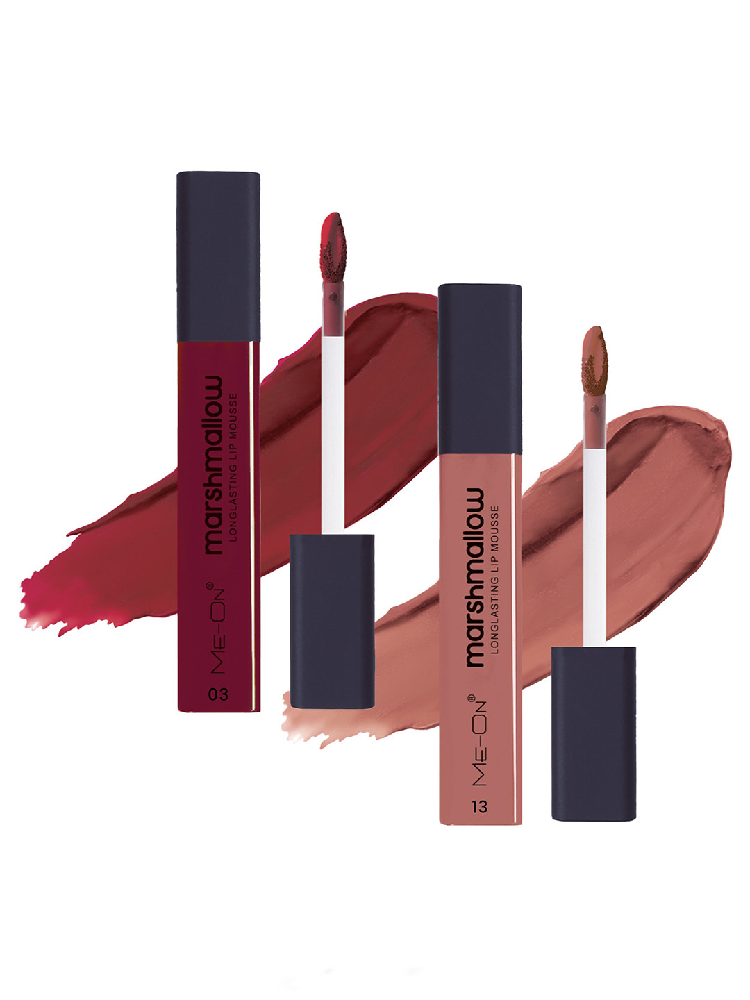 ME-ON Marshmallow 2Pcs Long Lasting Lip Mousse - 6ml Each- Indian Maroon & Nude Nuance