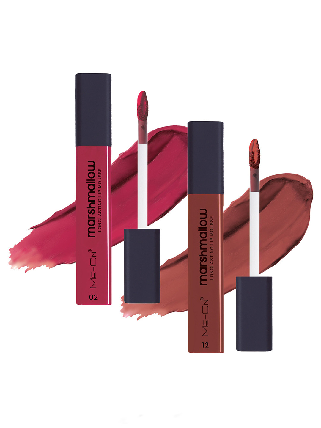 ME-ON Set Of 2 Marshmallow Longwearing Lip Mousse 6ml Each - Crimson Red 02 & Espresso 12