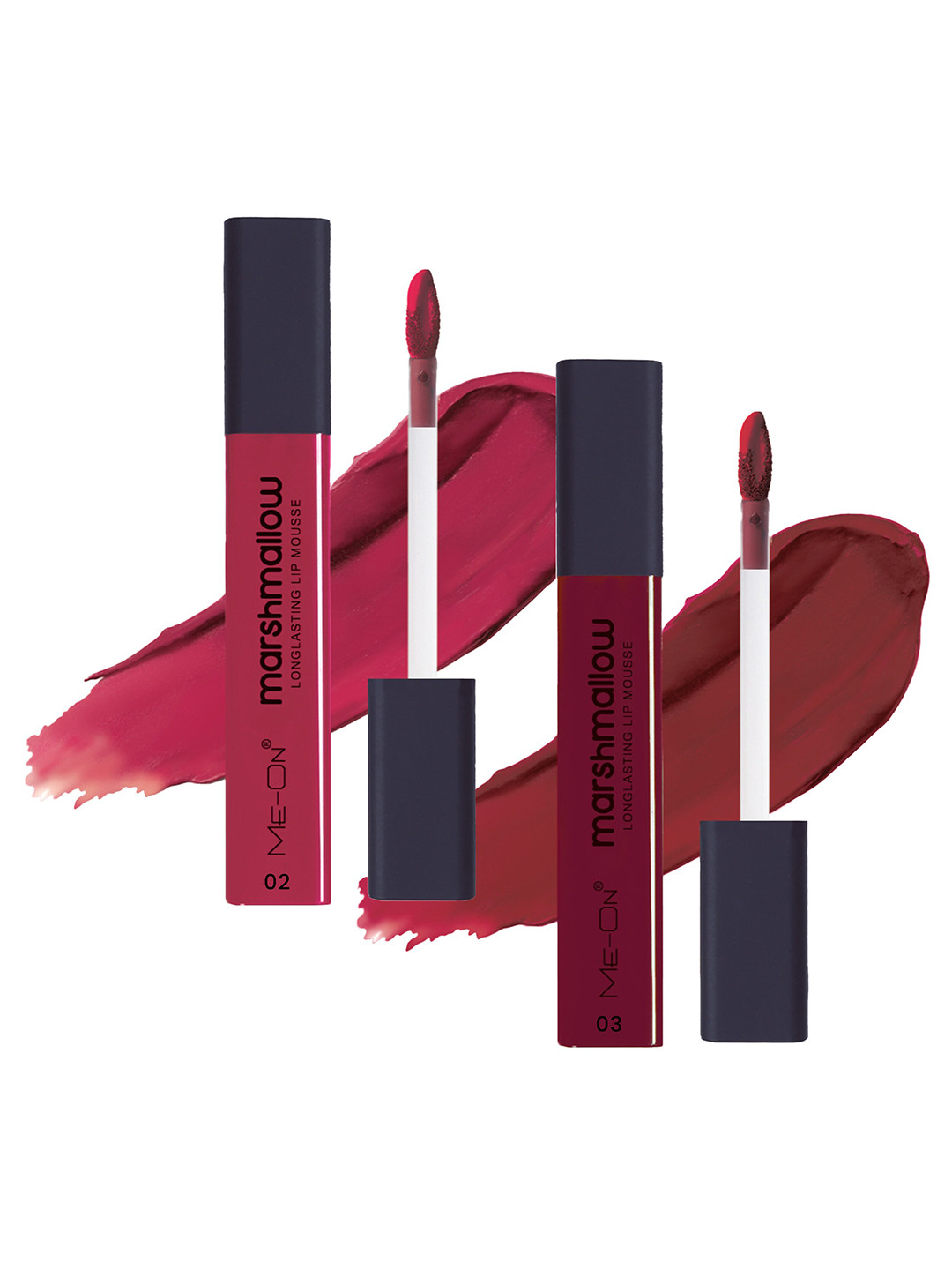 ME-ON Set Of 2 Marshmallow Longwear Lip Mousse 6ml Each- Crimson Red 02 & Indian Maroon 03
