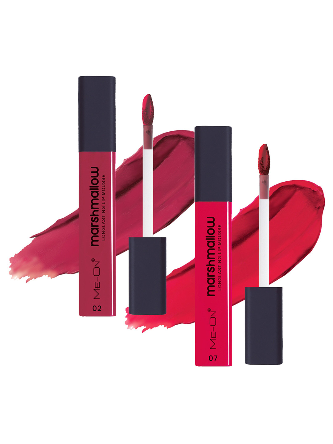 ME-ON Set Of 2 Marshmallow Longwearing Lip Mousse 6ml Each - Crimson Red 02 & Raspberry 07