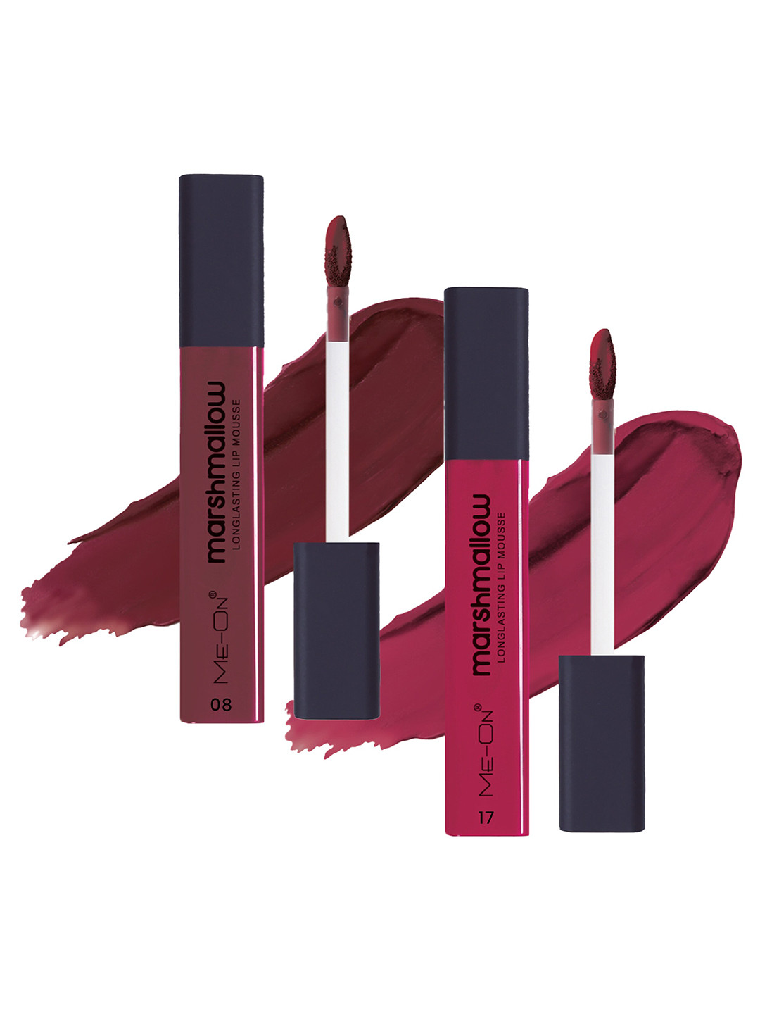 ME-ON Set Of 2 Marshmallow Longwear Lip Mousse 6ml Each - Red Wine 08 & Mauve Mischief 17