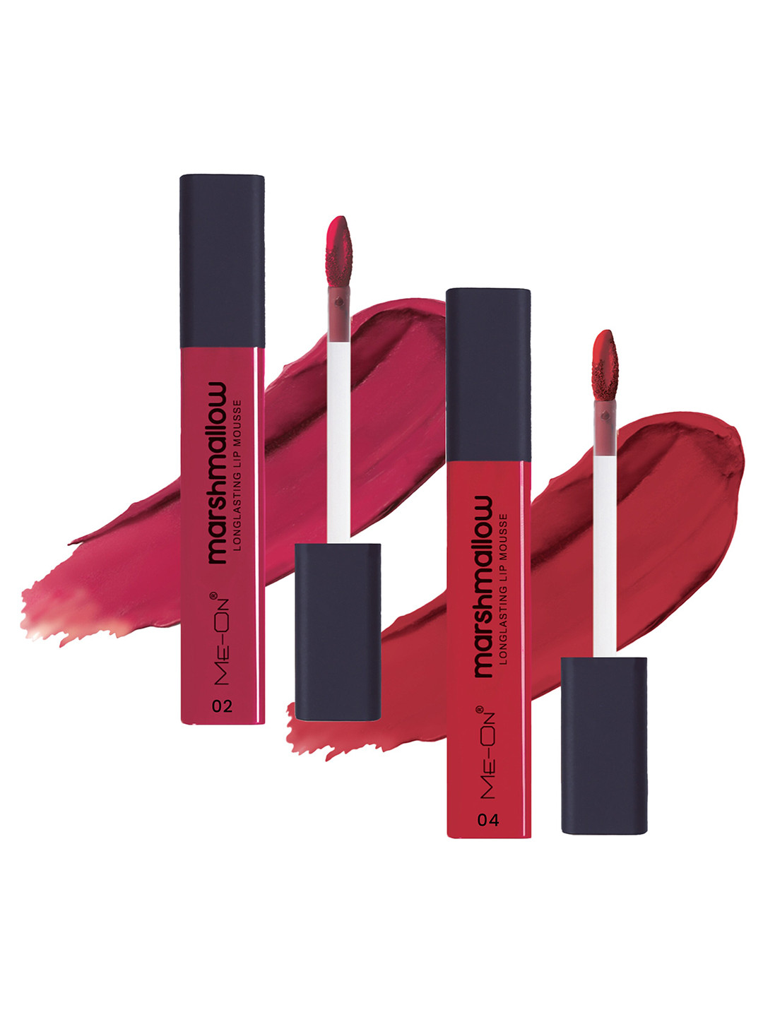 ME-ON Set Of 2 Marshmallow Longwear Lip Mousse 6ml Each-Crimson Red 02 & Mauve Mischief 04