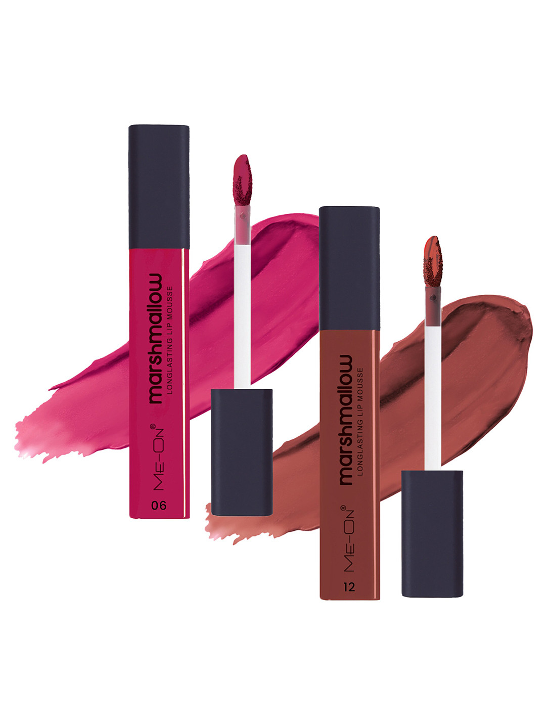 ME-ON 2pcs Marshmallow Long Lasting Lip Mousse-6ml Each-Fuchsia 06 & Espresso 12
