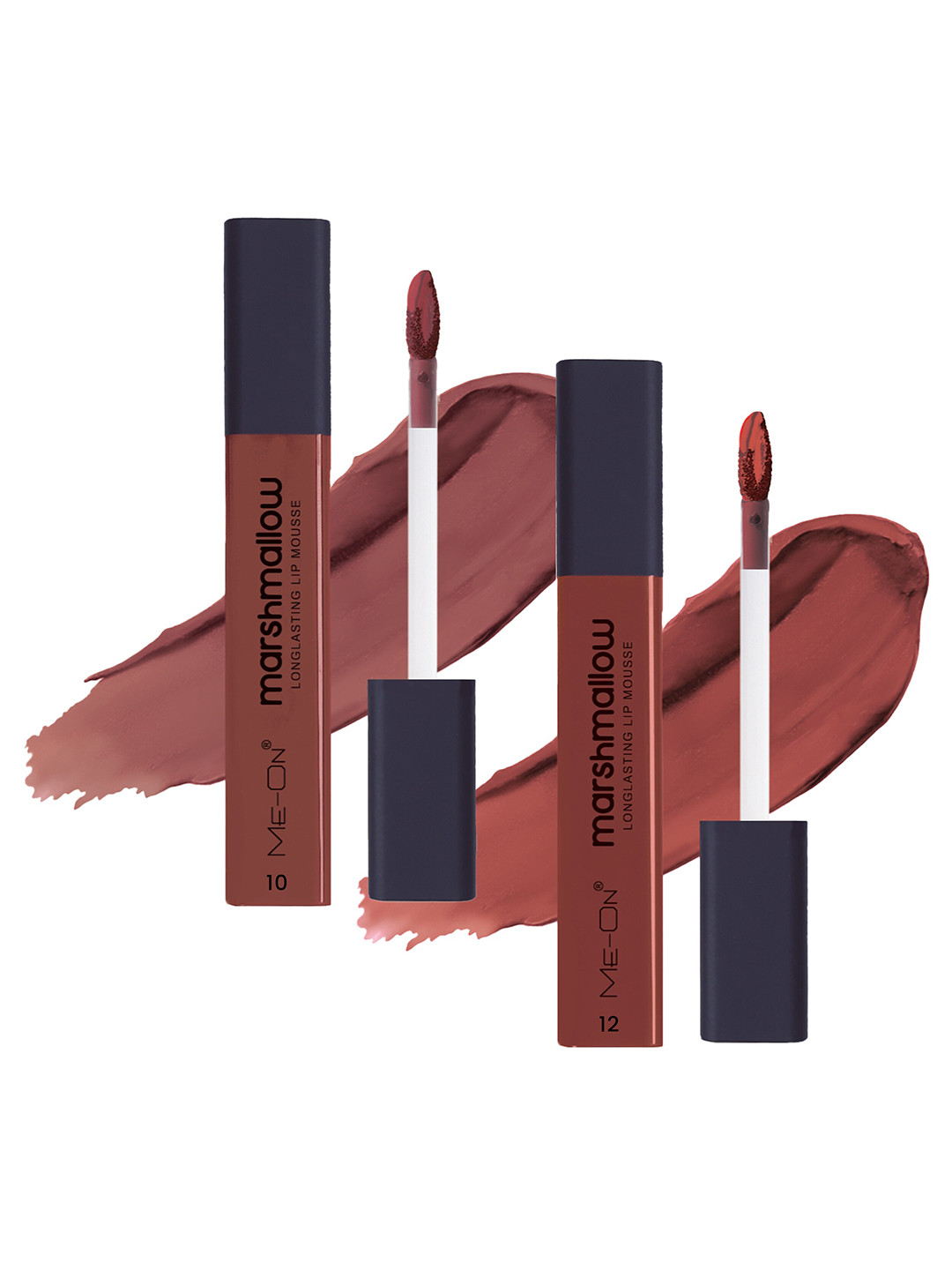 ME-ON 2pcs Marshmallow Long Lasting Lip Mousse-6ml Each-Peach Mojito 10 & Espresso 12