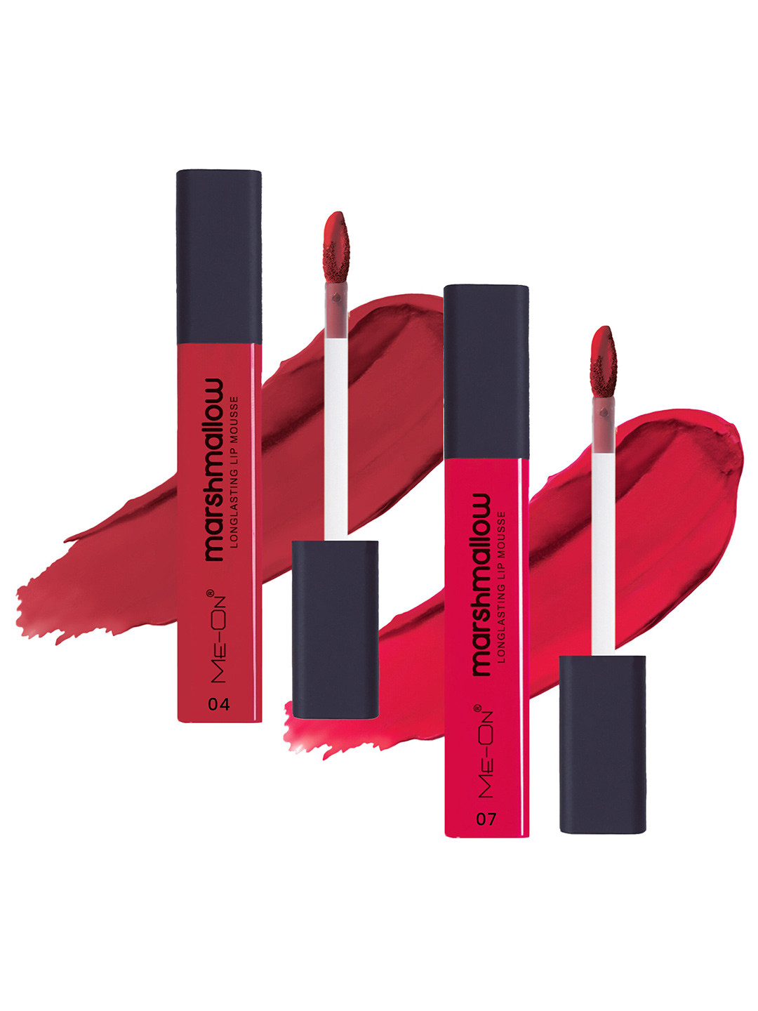ME-ON 2pcs Marshmallow Long Lasting Lip Mousse-6ml Each-Scarlett Red 04 & Raspberry 07