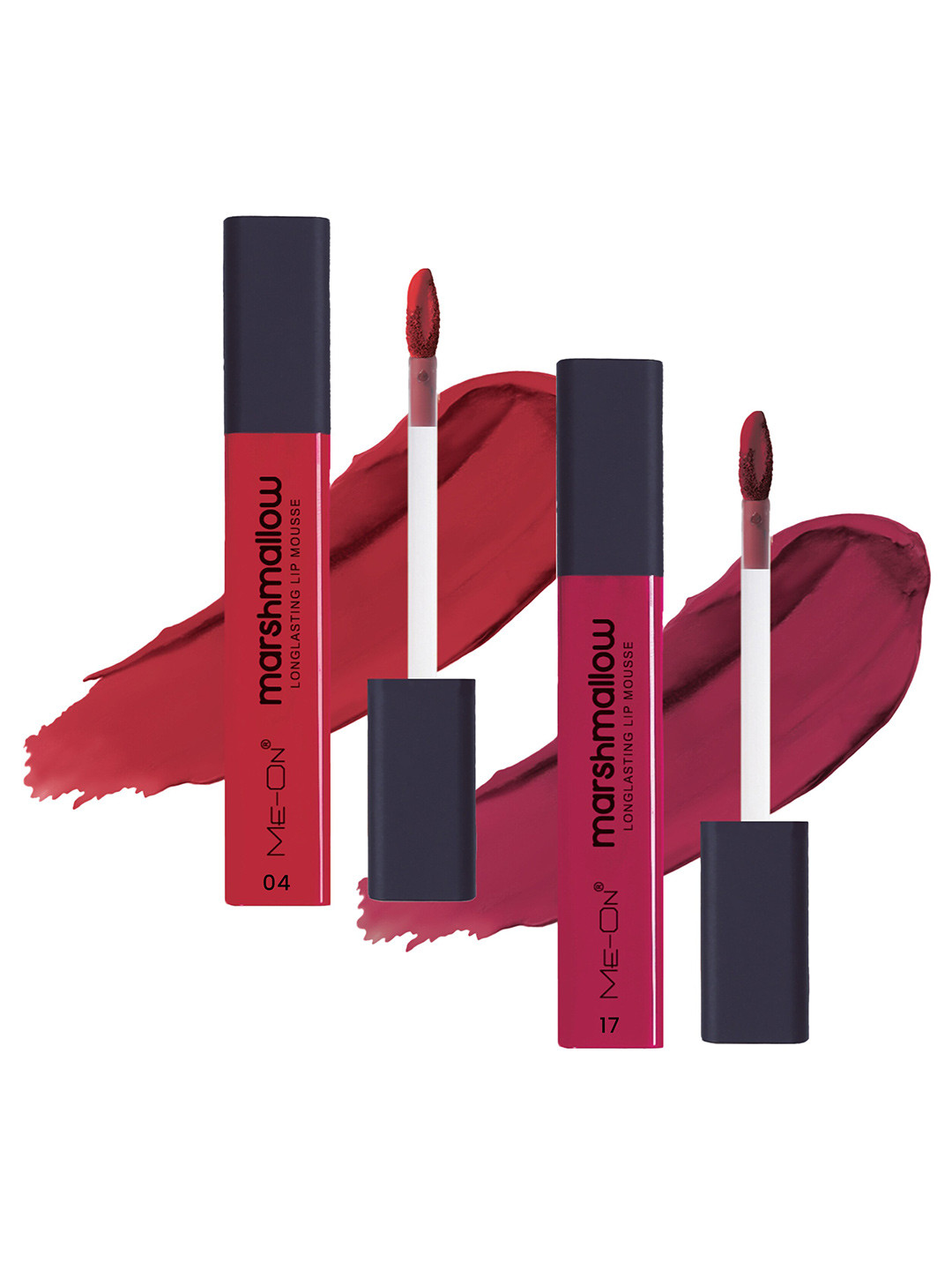 ME-ON Marshmallow Set Of 2 Long Lasting Lip Mousse-6mlEach-Scarlett Red04-Mauve Mischief17