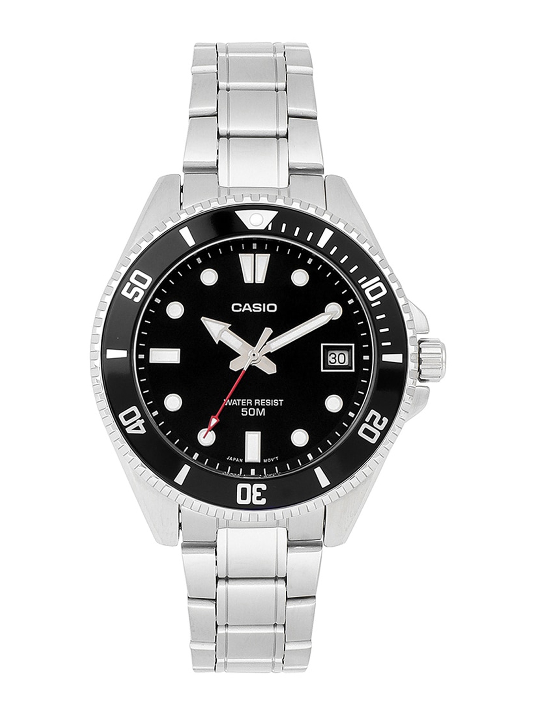 CASIO Men Stainless Steel Cuff Straps Analogue Calendar Watch A2195