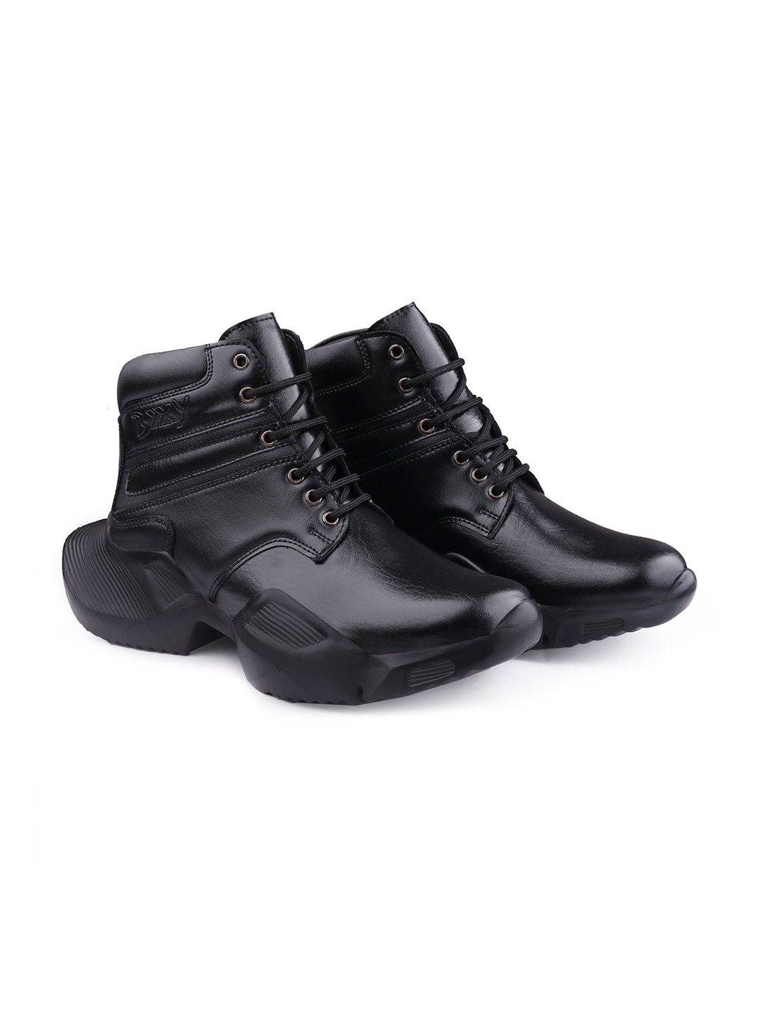 Bxxy Men Round Toe Lace Up Biker Elavator Boots