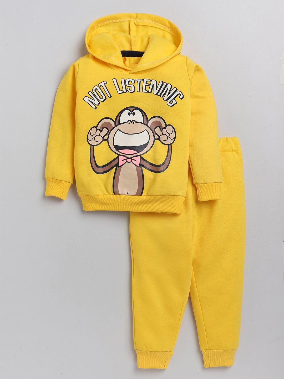 YK Boys Graphic Printed Hooded Pure Cotton Sweatshirt With Joggers