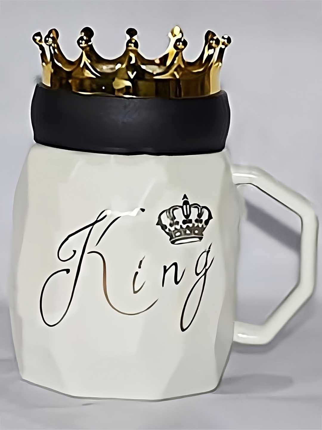 BonZeaL Crown Black Printed Ceramic Matte Mug 450 ml