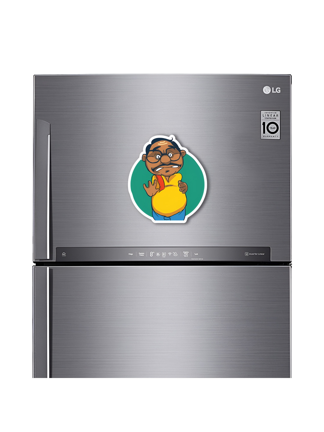 ARTBUG Yellow & Green South Indian Anna Caricature Patterned Decorative Fridge Magnet