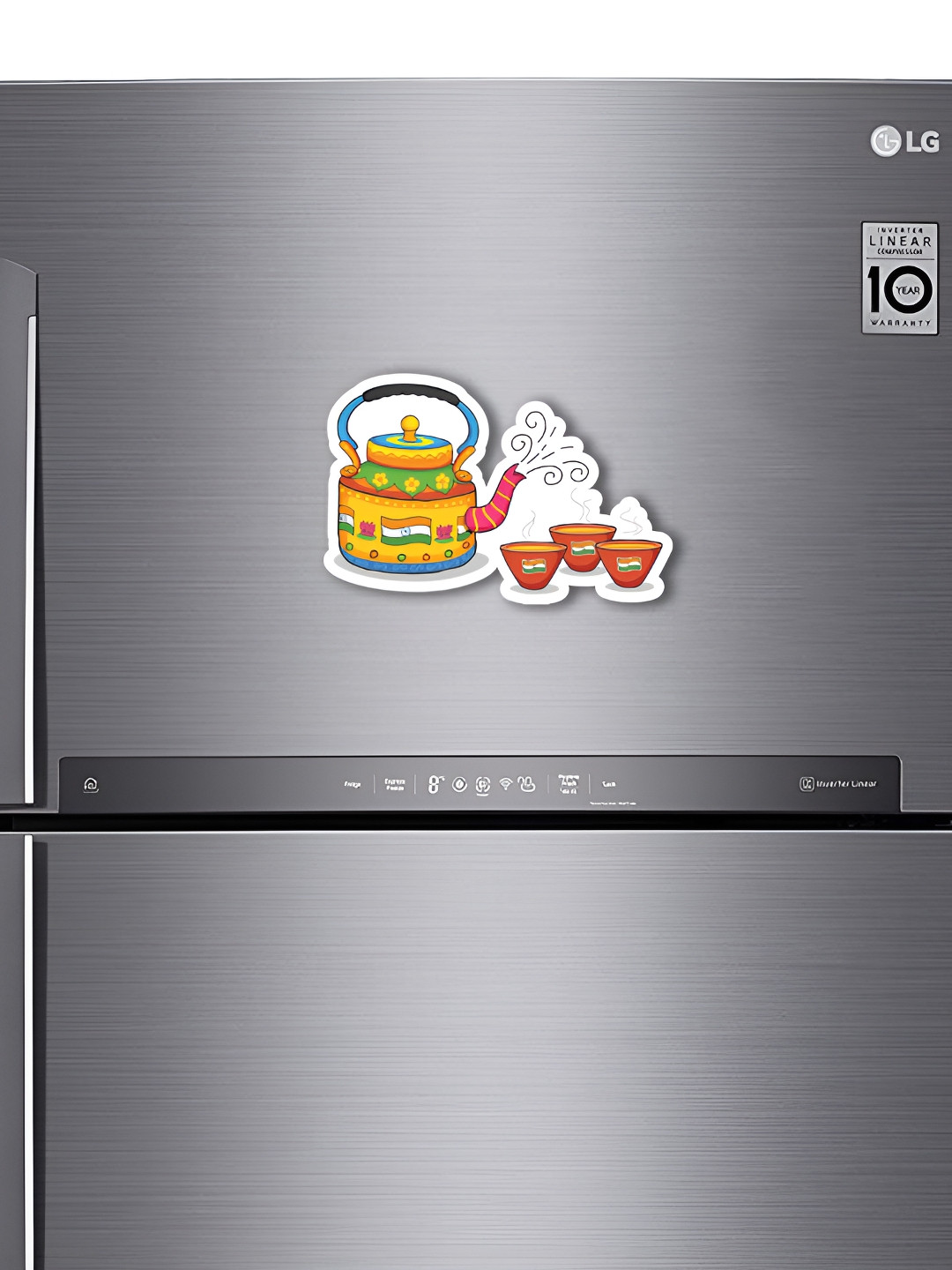 ARTBUG Yellow & Brown Tea And Cup Printed Decorative Fridge Magnet