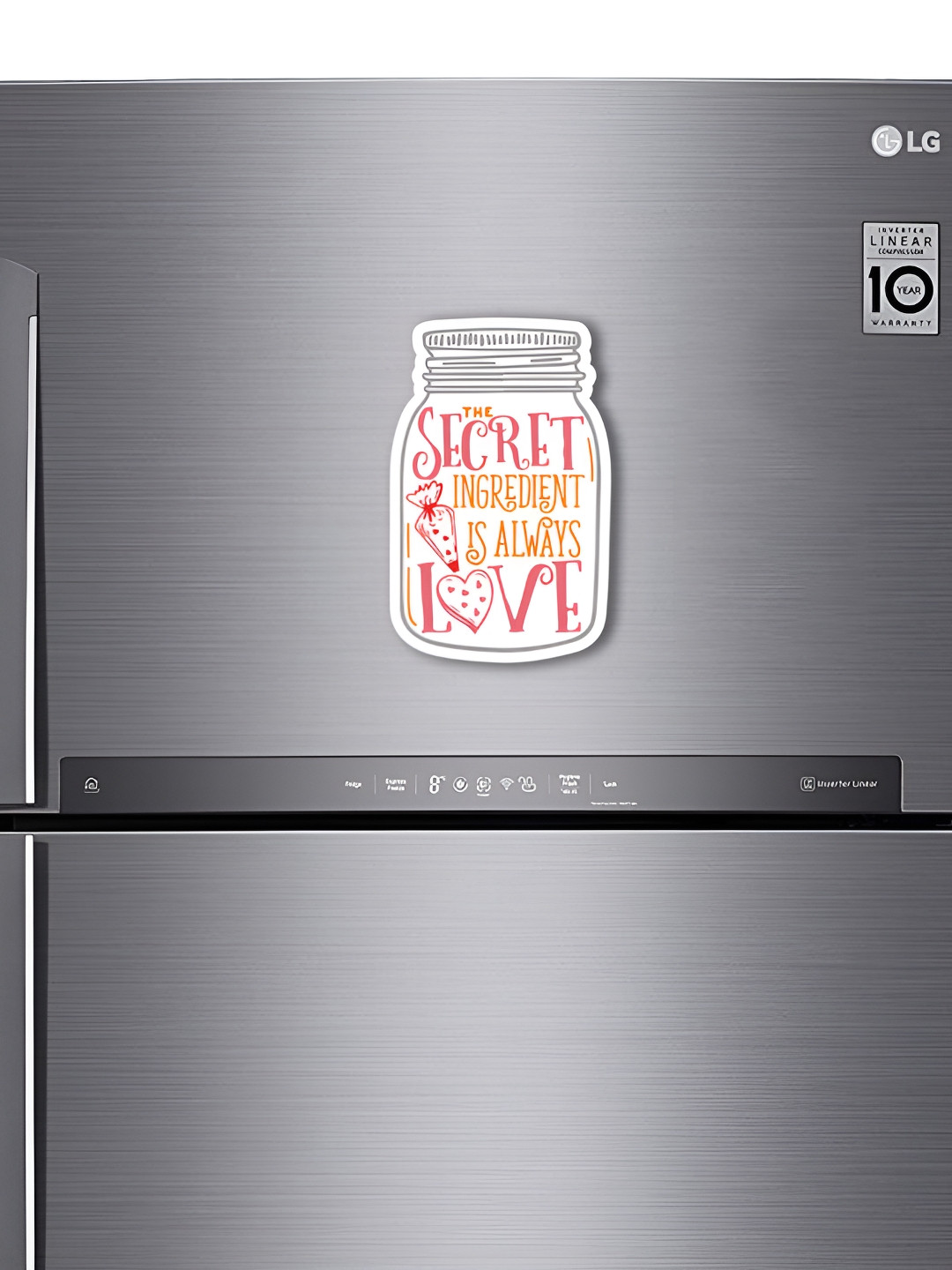 ARTBUG White & Pink The Secret Ingredient Is Always Love-Printed Decorative Fridge Magnet