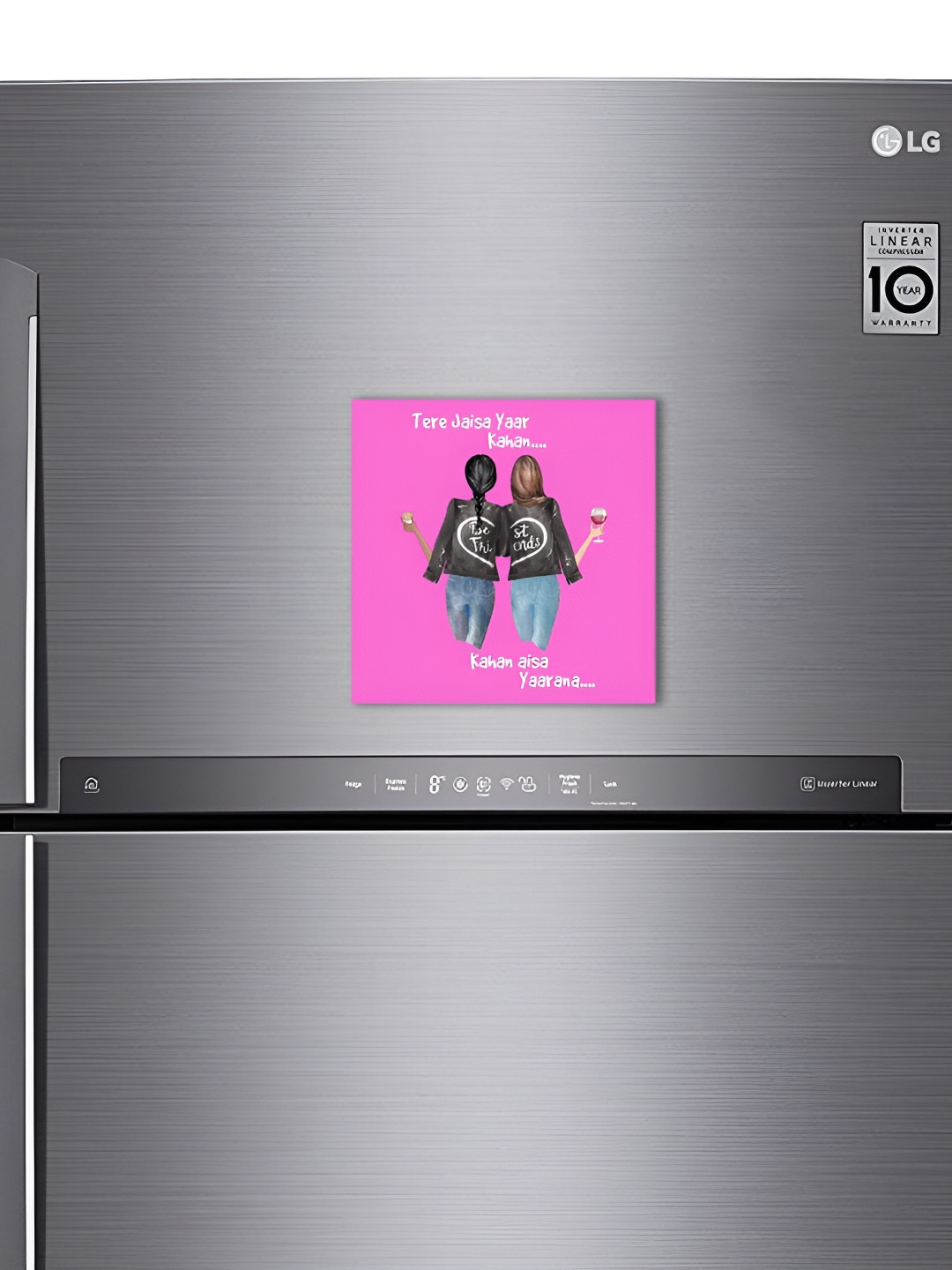 ARTBUG Pink & Black Friends Quote Printed Square Decorative Fridge Magnets