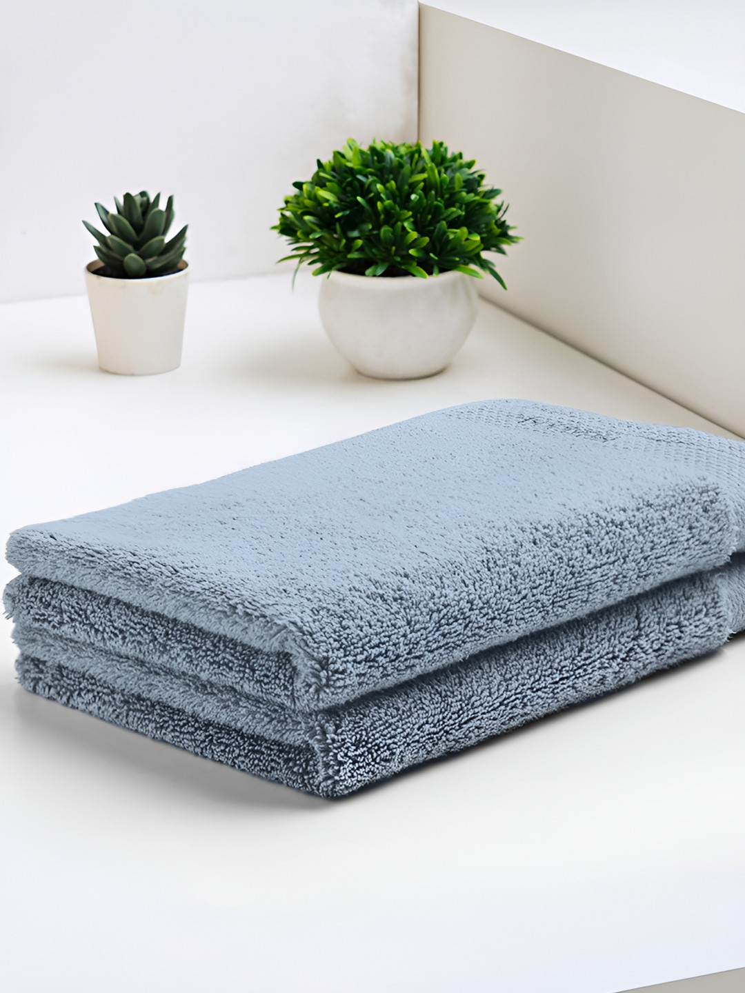 SPACES Blue 2 Pieces 650 GSM Pure Cotton Hand Towels