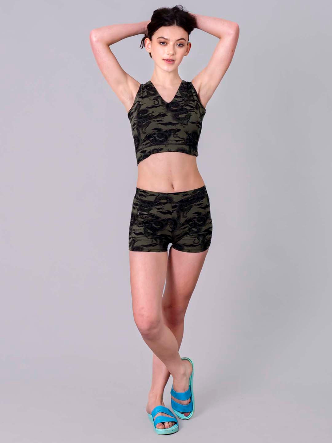 Keepfit Camouflage Printed Sleeveless Swim Set