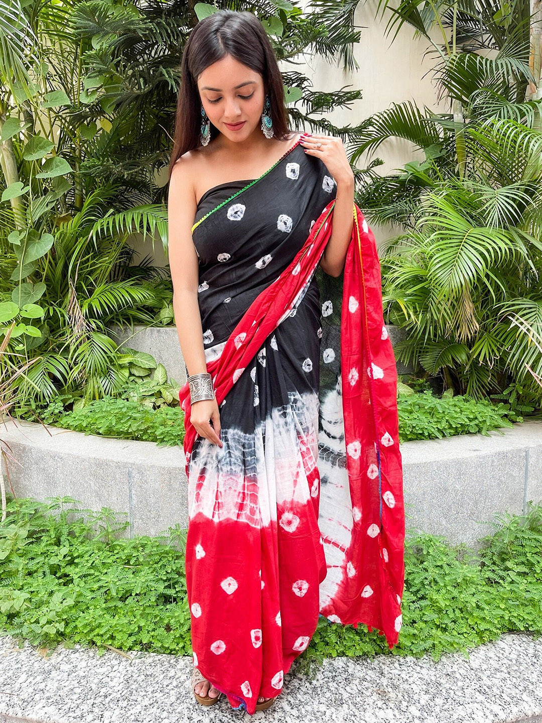 NIKHILAM Bandhani Pure Cotton Bandhani Saree