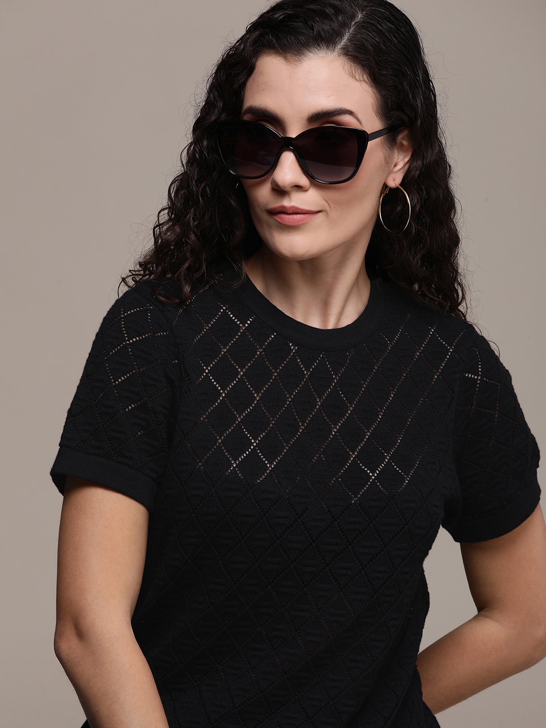 Roadster Self Design Cotton Crochet Top