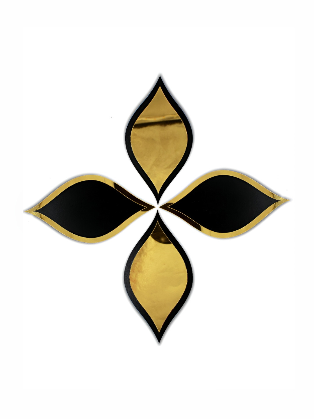 VAH Kya Bat Hai !! Black & Gold Toned Flower Shaped Self Adhesive 3D Mirror Wall Decals