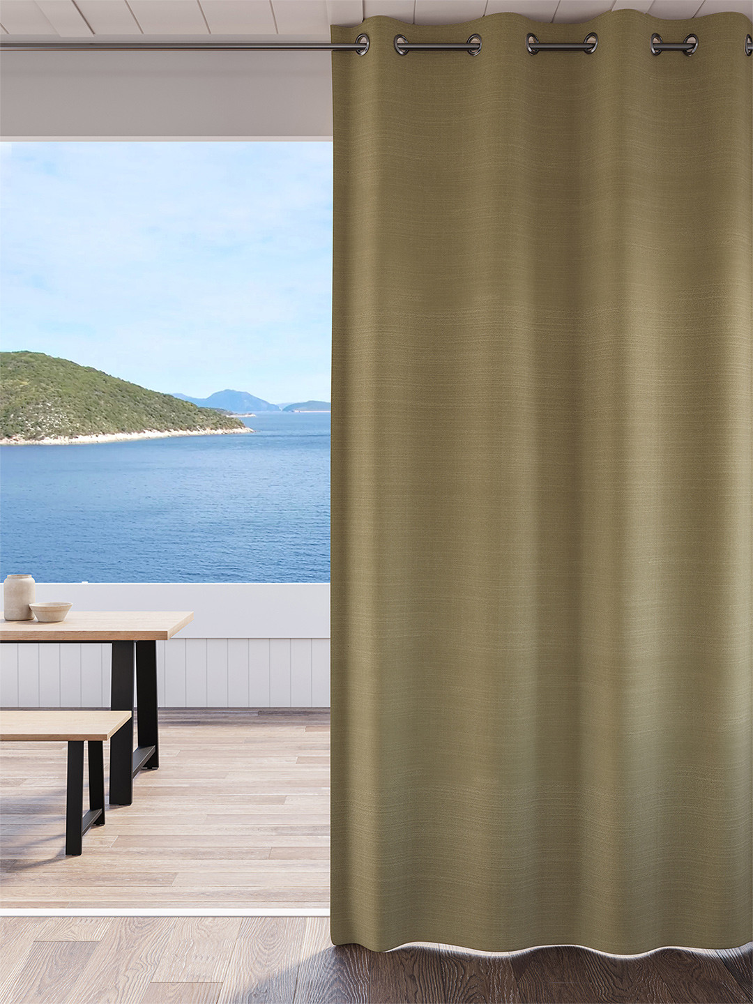 DDecor Brown Solid Room Darkening Eyelet Long Door Curtain