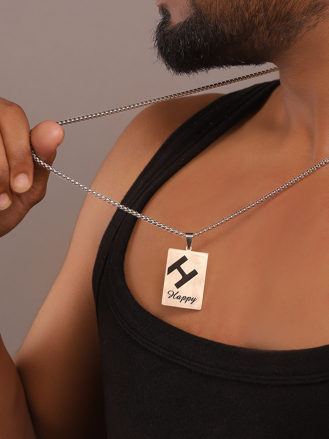 The Roadster Lifestyle Co. Rhodium Plated Letter Pendant & Chain