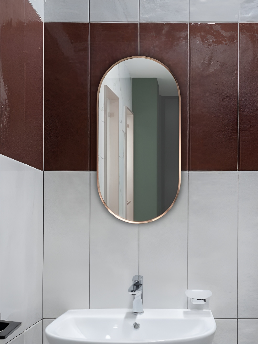 CasaGold Rose Gold Toned Oblong Wall Mirror