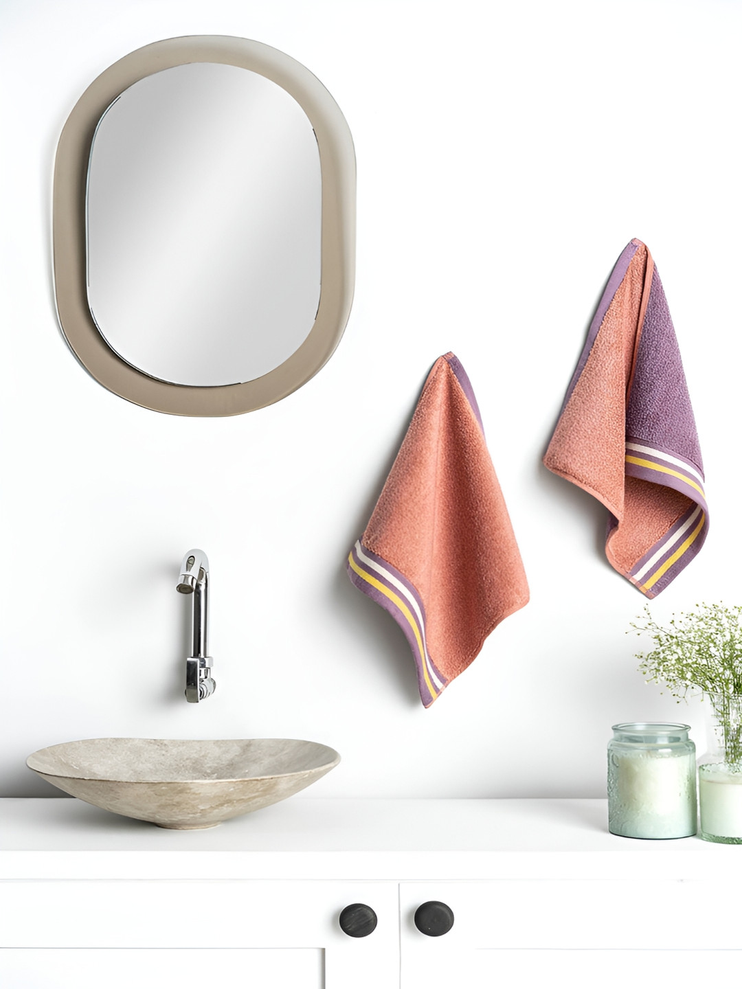 DDecor Purple & Coral 500 GSM  Cotton Reversible Face Towel