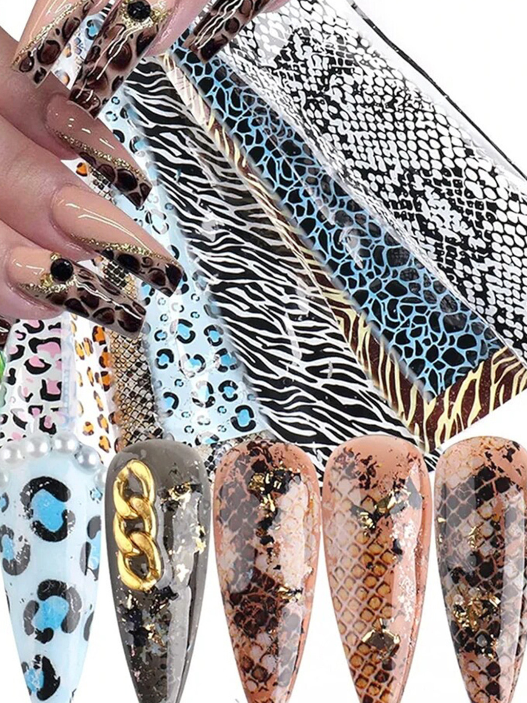 FEELHIGH Set of 10 Rolls Animal Print Nail Foil Decals - 02