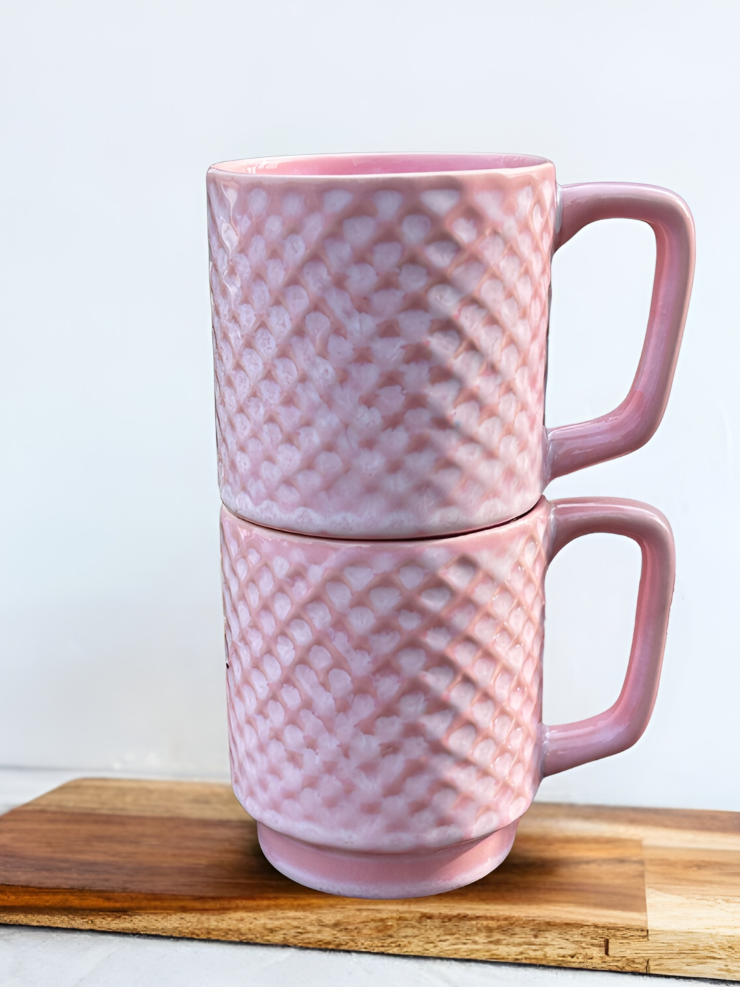 BODHI HOUSE I Love You Pink Textured Ceramic Microwave Safe 2 Piece Mugs-275ml