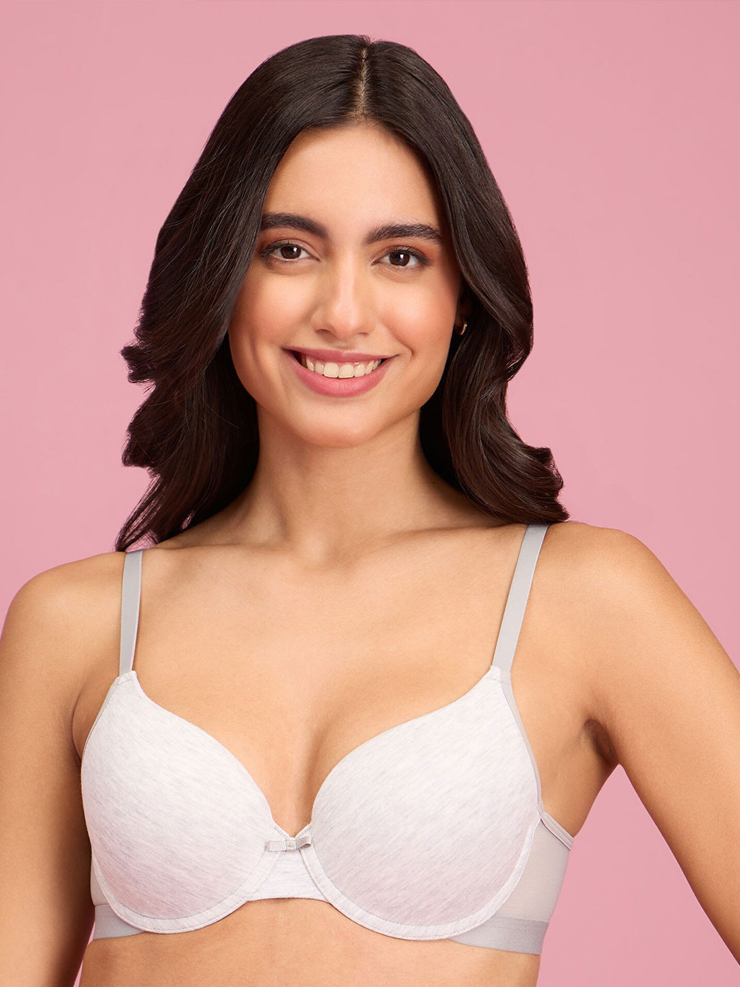 Nykd Women Push Up Plunge Bra -Grey Melange (NYB249)