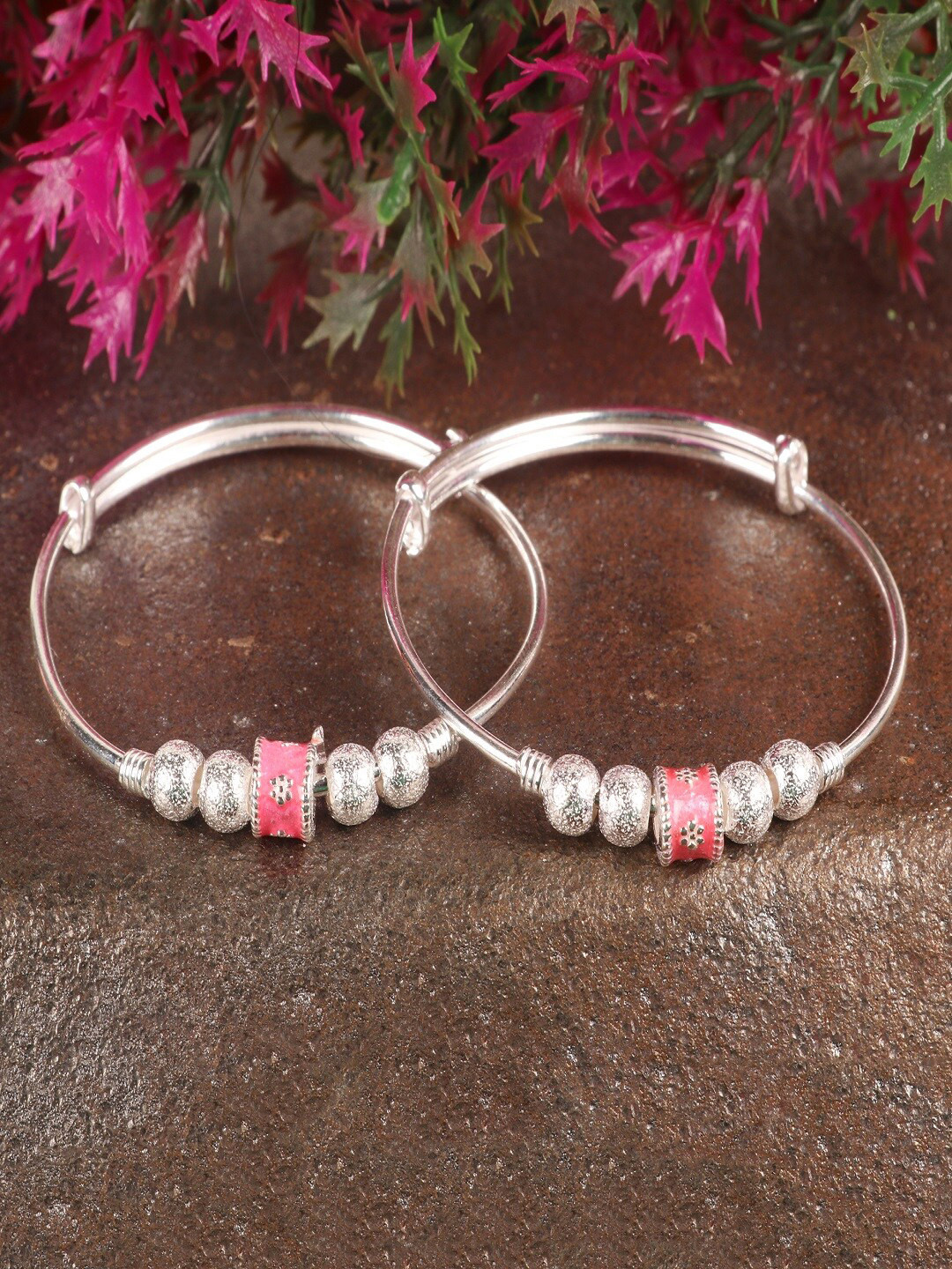 Silver Chest Kids 925 Sterling Silver Set Of 2 Beaded Bangles