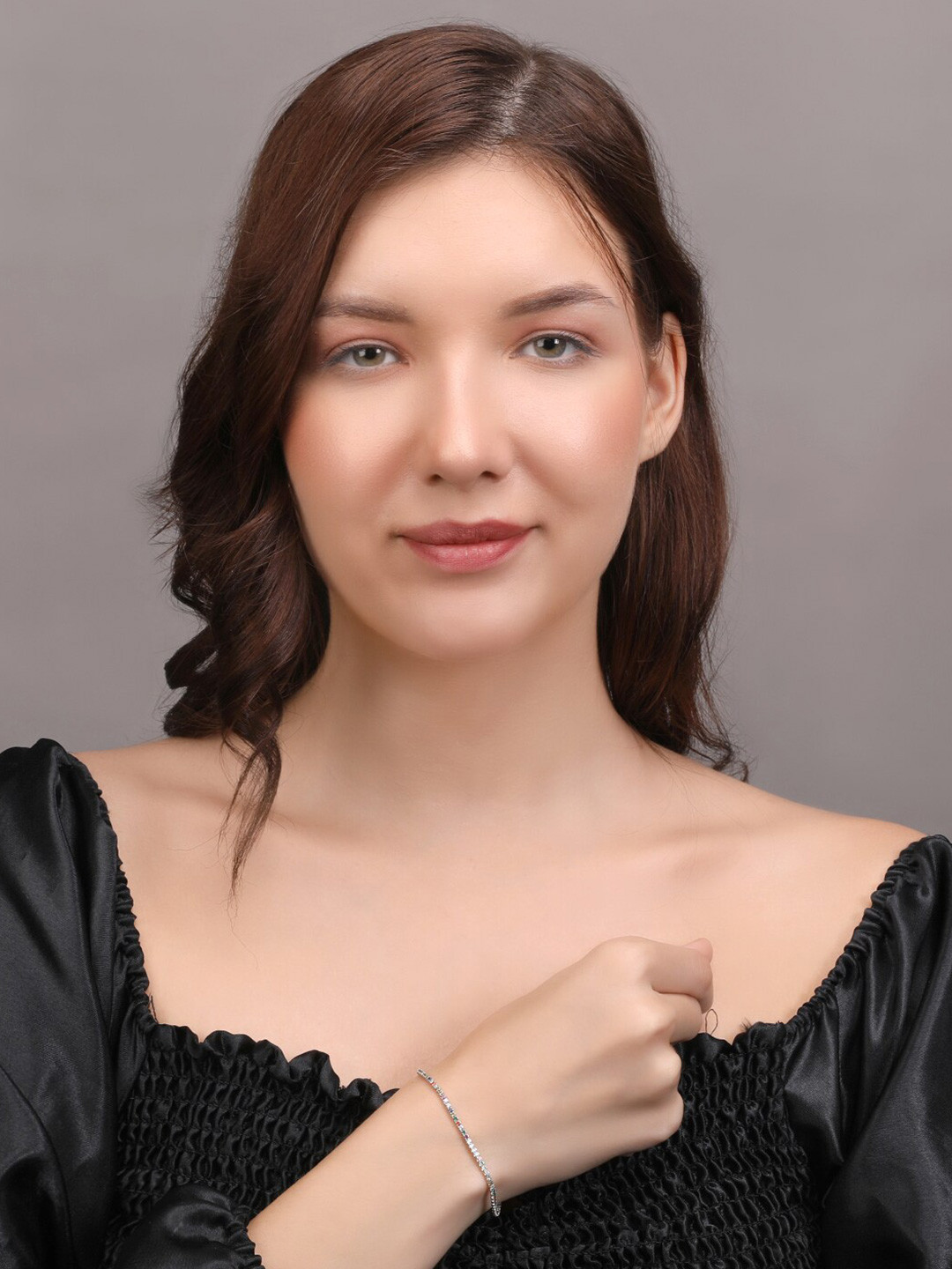 Silver Chest 925 Silver Cubic Zirconia Studded Bracelet