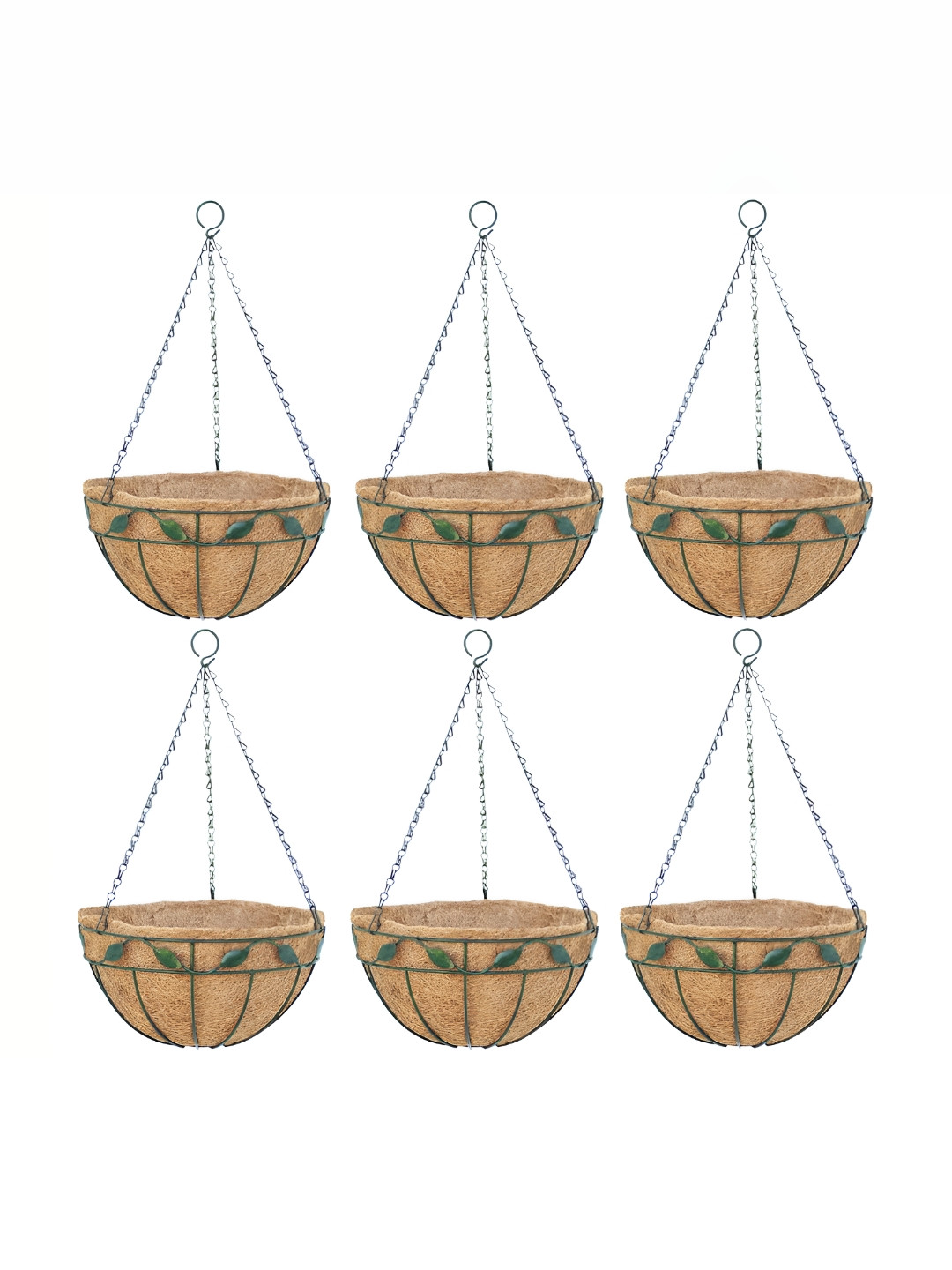 Garden Deco Brown 6 Pieces Leaf Hanging Basket Planters