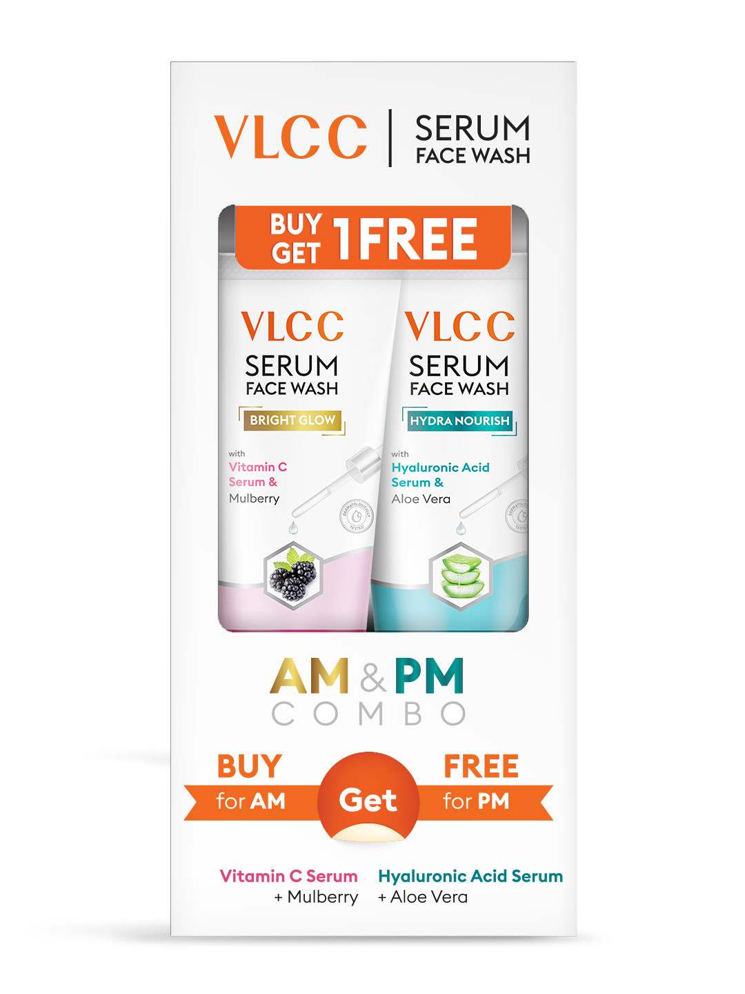 VLCC Vitamin C & Mulberry Serum Facewash for AM & Aloe Vera Serum Facewash for PM
