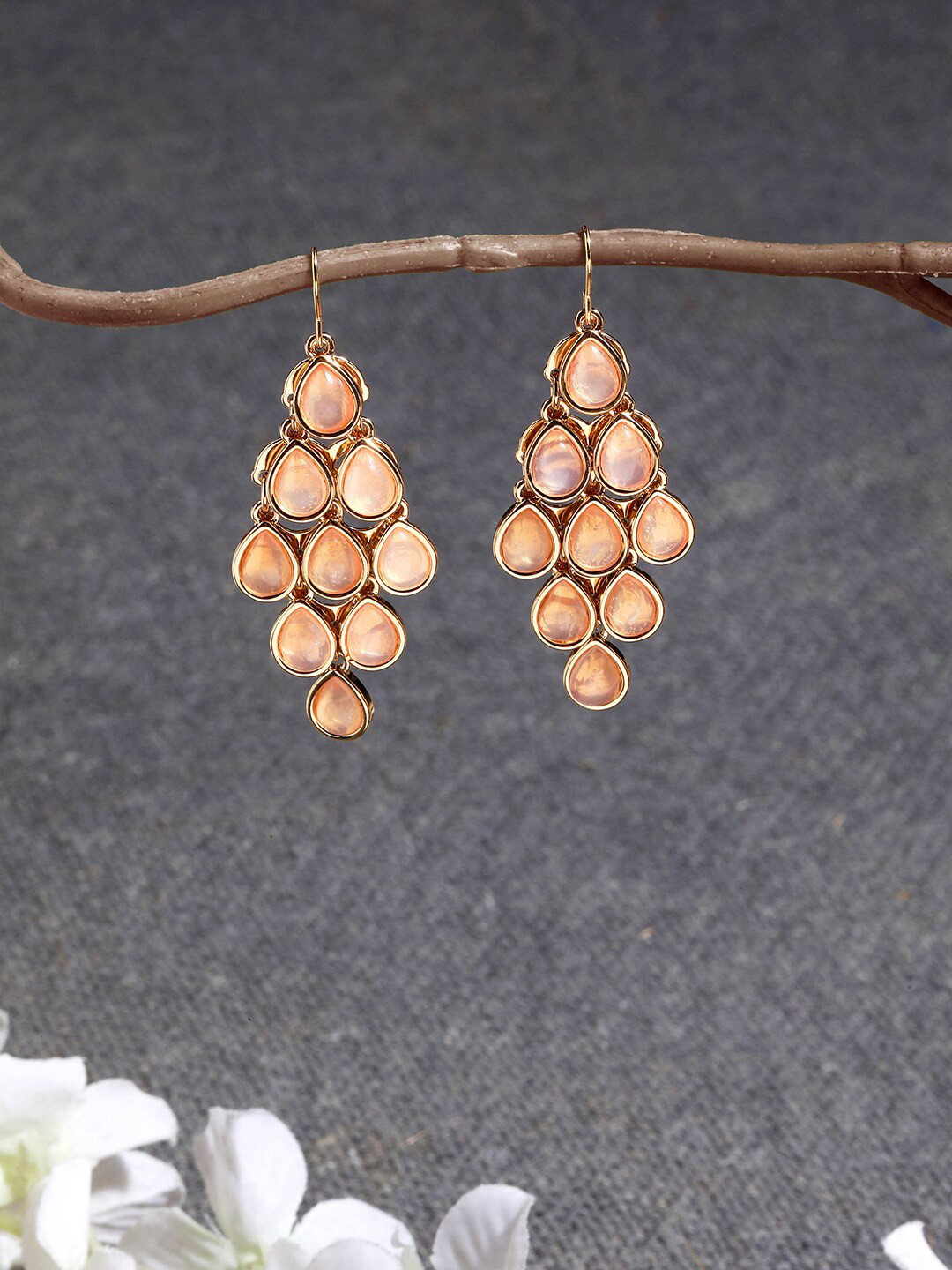 Accessorize London Women Stones Studded Long Drop Earrings