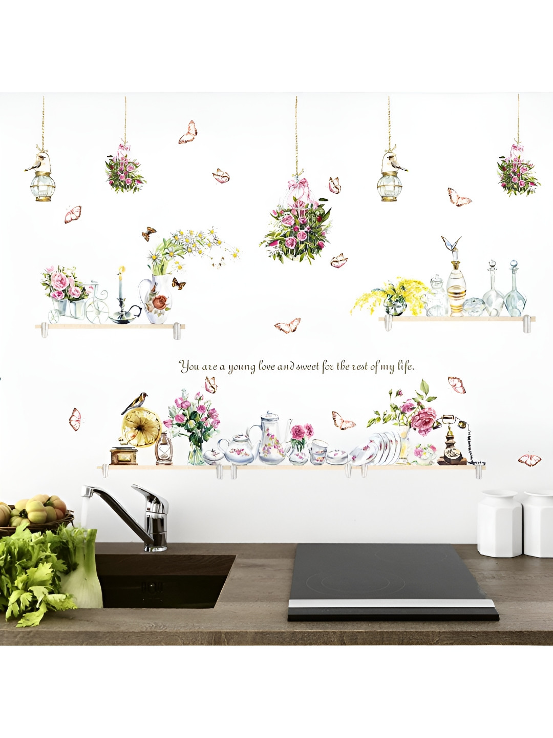 Jaamso Royals White & Pink Butterfly Printed Self-Adhesive Wall Sticker