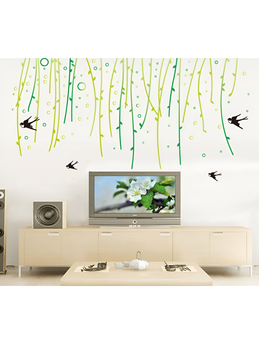 Jaamso Royals Green & Black Long Vine Printed Self Adhesive Wall Sticker