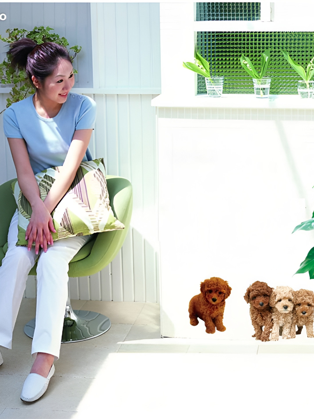 Jaamso Royals Green & Brown Dog & Tree Printed Self-Adhesive Wall Sticker