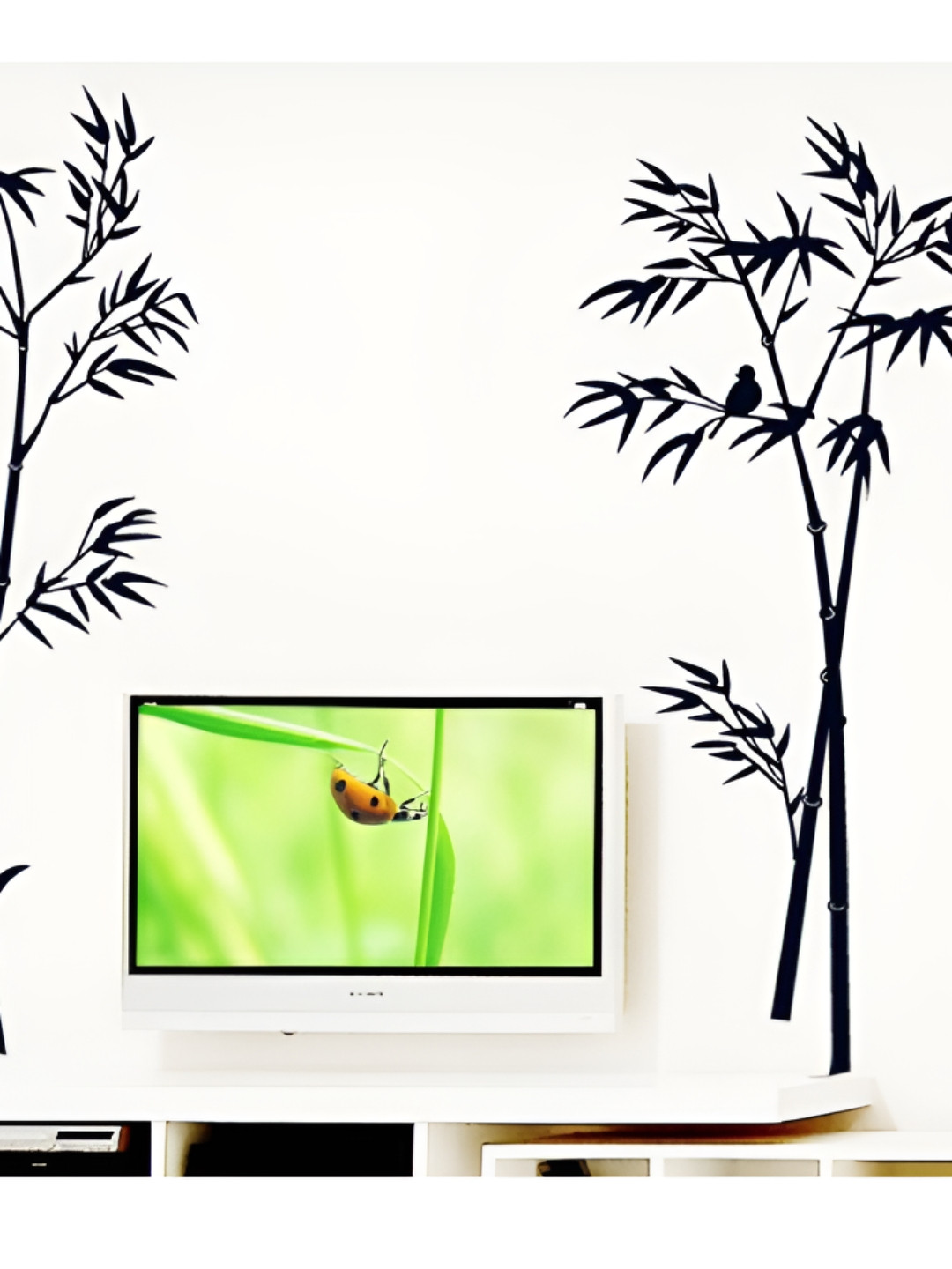 Jaamso Royals Black Bamboo Printed Self-Adhesive Water-proof Wall Sticker