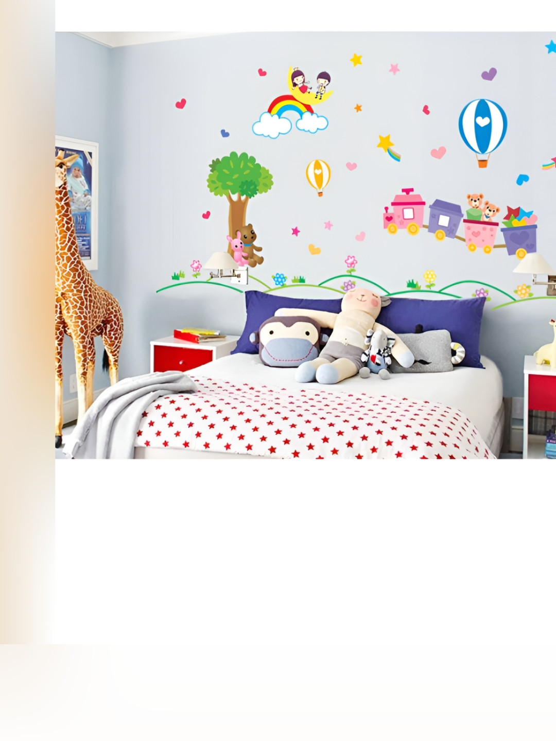 Jaamso Royals Green & Pink Cartoon Baby Printed Self Adhesive Wall Sticker