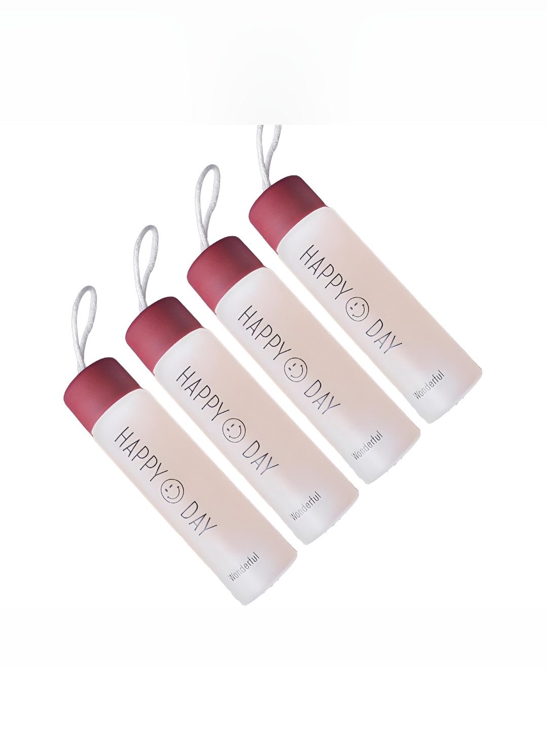WELOUR Maroon Conversational Glass BPA Free 4 Piece Water Bottle - 450ml