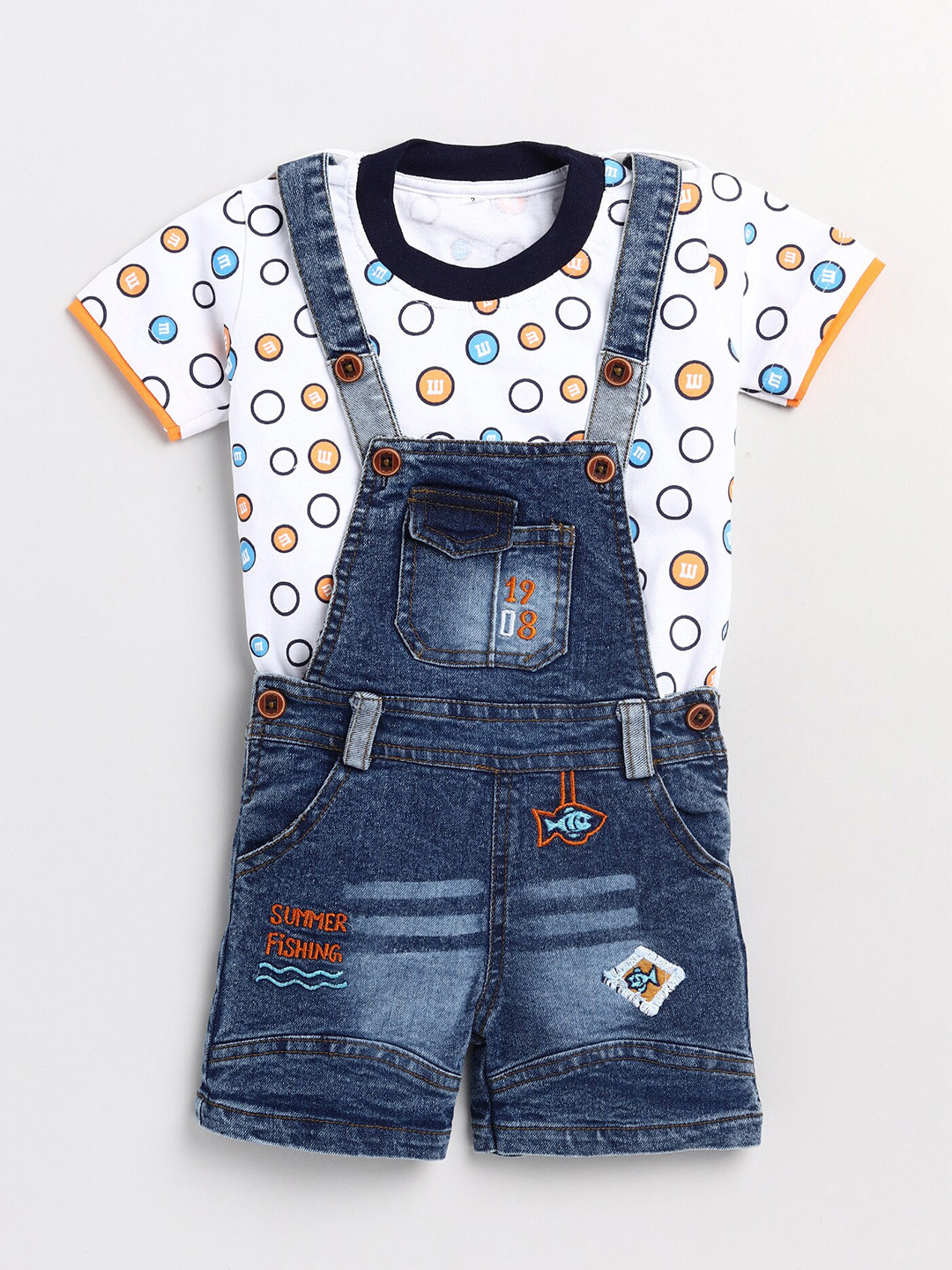 BAESD Infants Printed Denim Dungarees with T-Shirt
