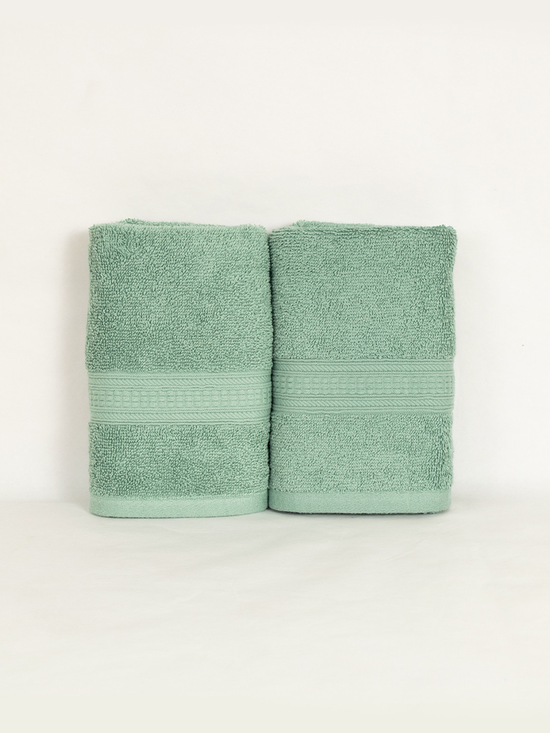 Aura Green 2-Pcs 550 GSM Pure Cotton Ultra Soft Hand Towels