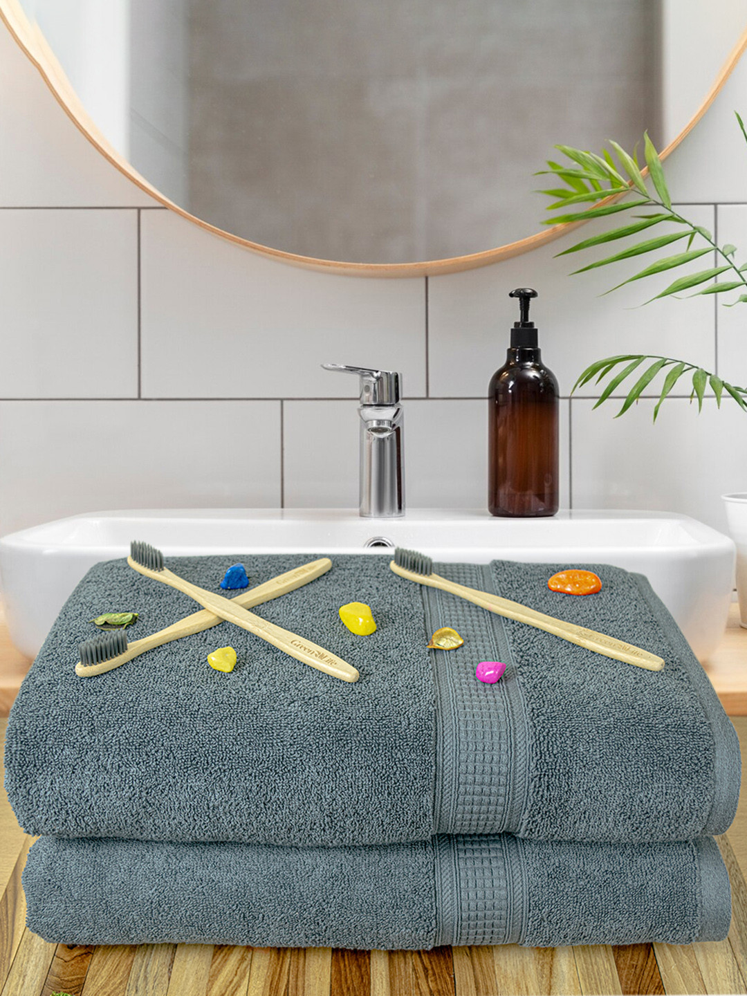 Aura Ultra Soft & Highly Absorbent 550GSM Super Soft 2PCs Adult Thin Bath Towel-28x58In