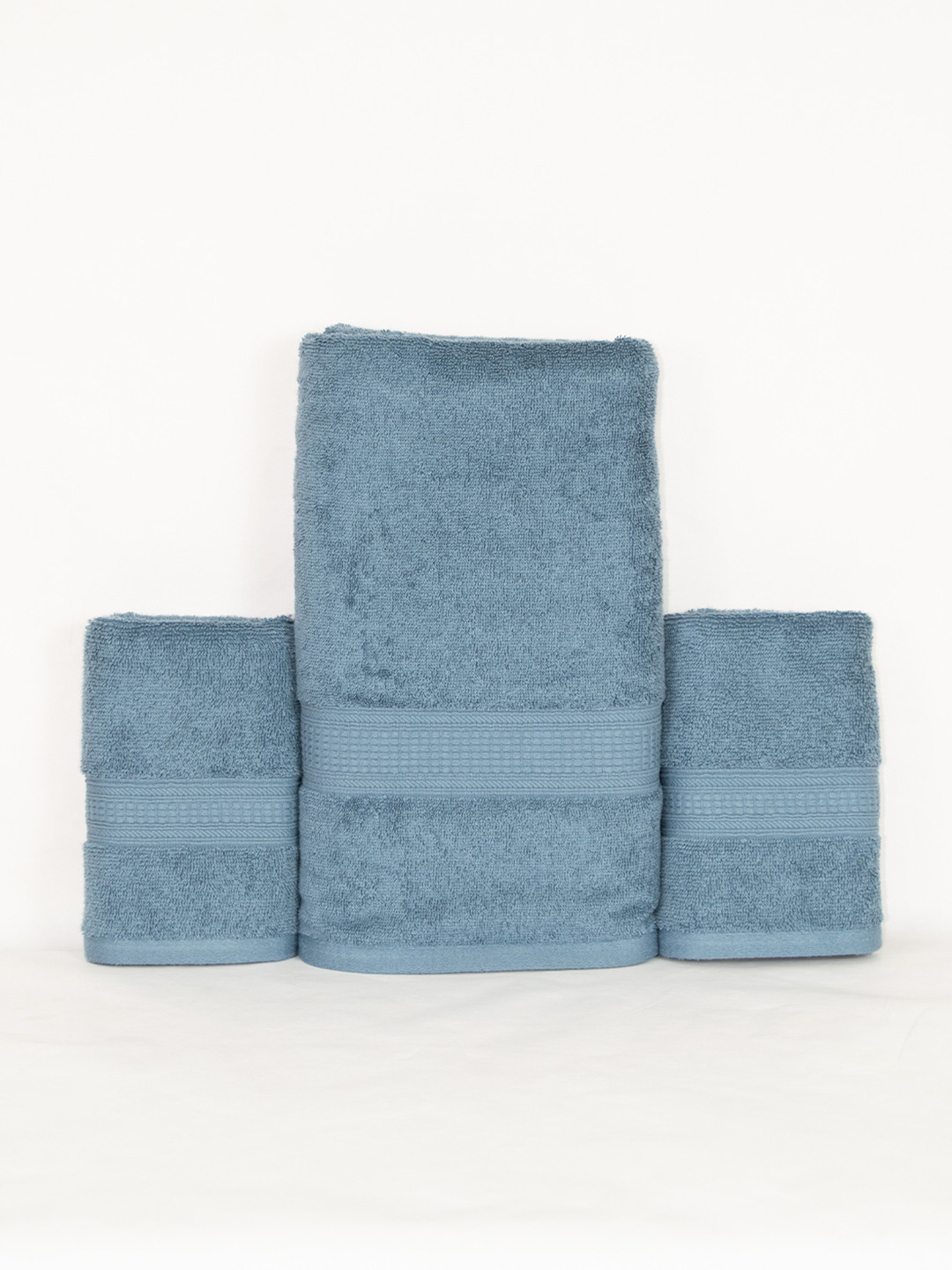 Aura Blue 3Pcs 550 GSM Pure Cotton Ultra Soft Towel Set
