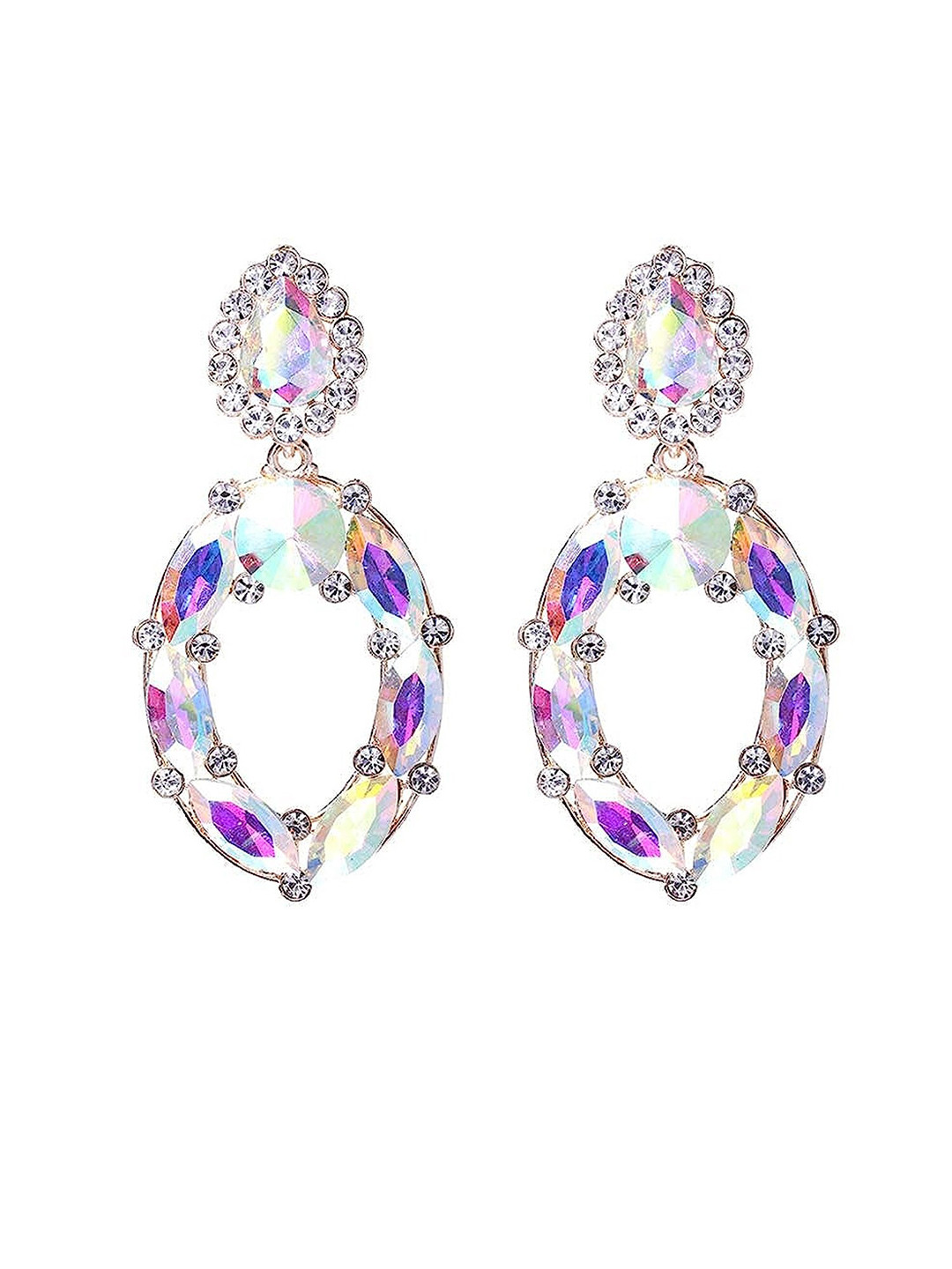 Yellow Chimes Crystal-Studded Dangle Drop Earrings