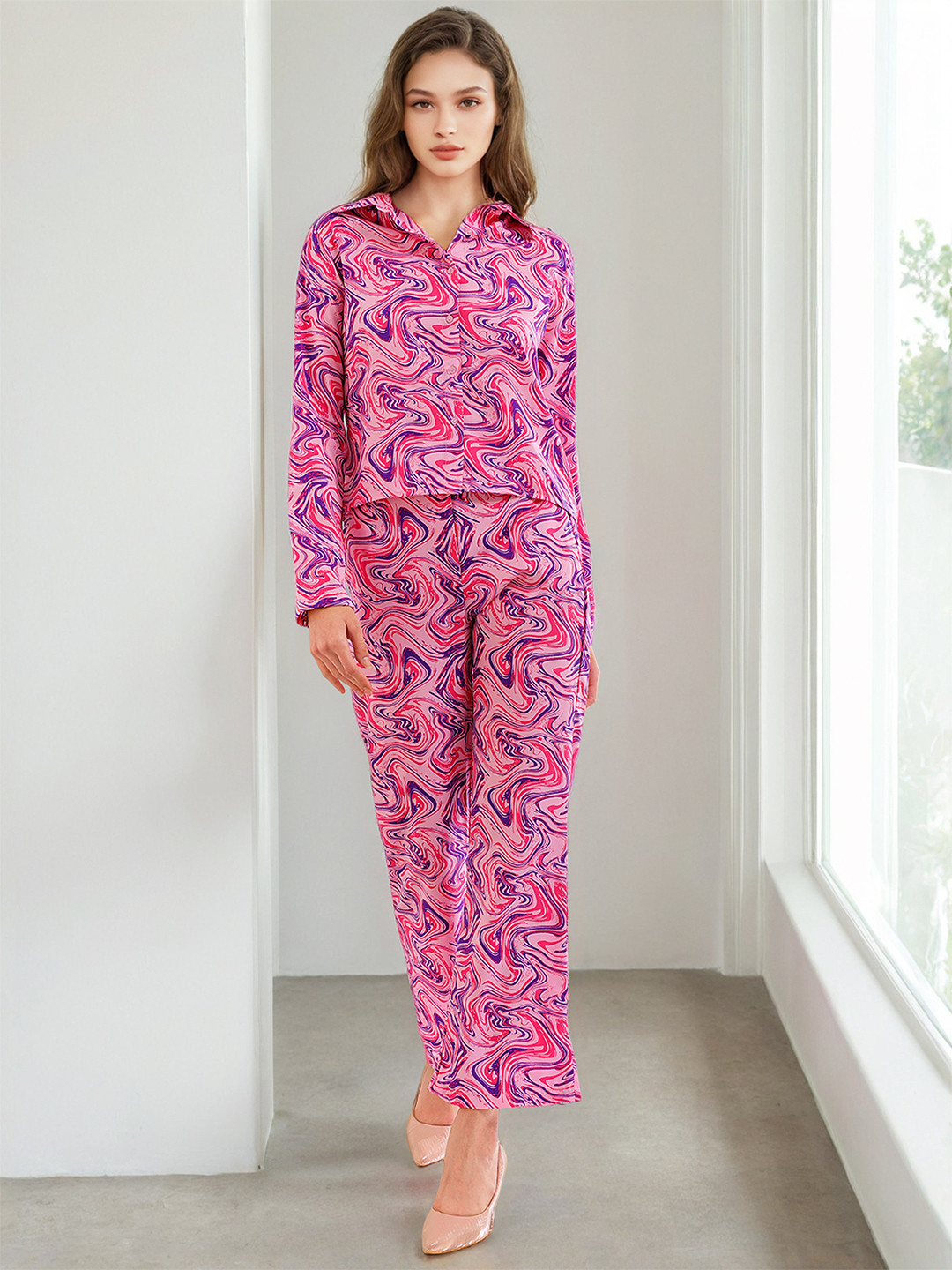 Freehand by The Indian Garage Co Abstract Printed Shirt & Trousers Co-Ords