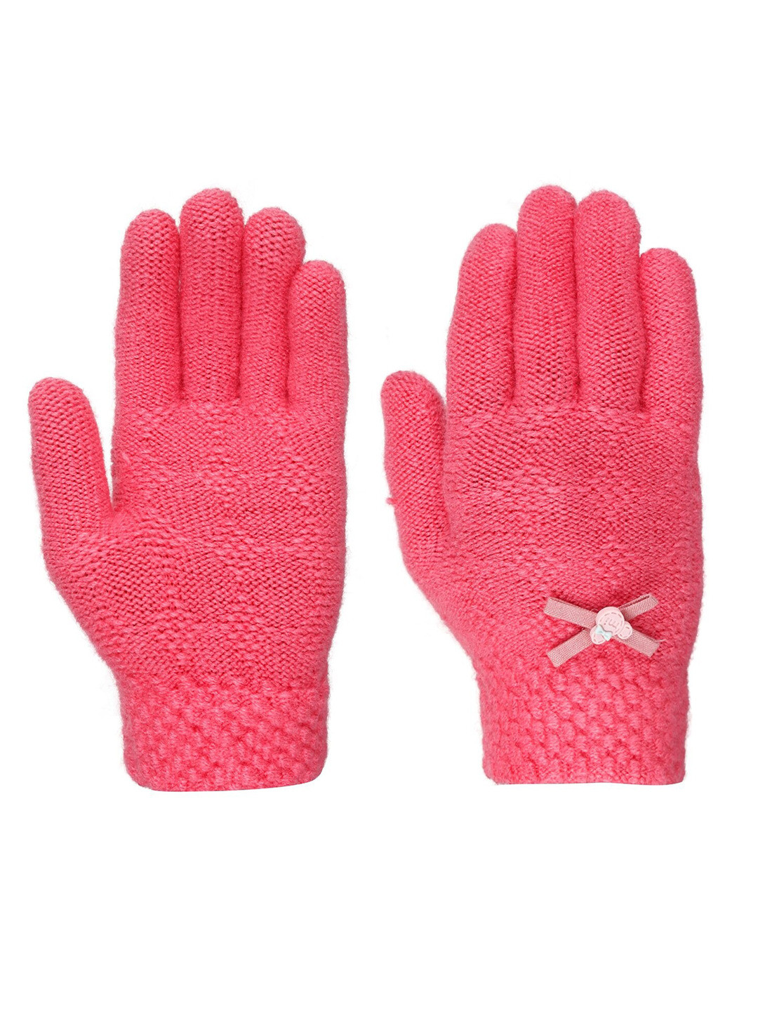 FabSeasons Kids Patterned Winter Pink Gloves